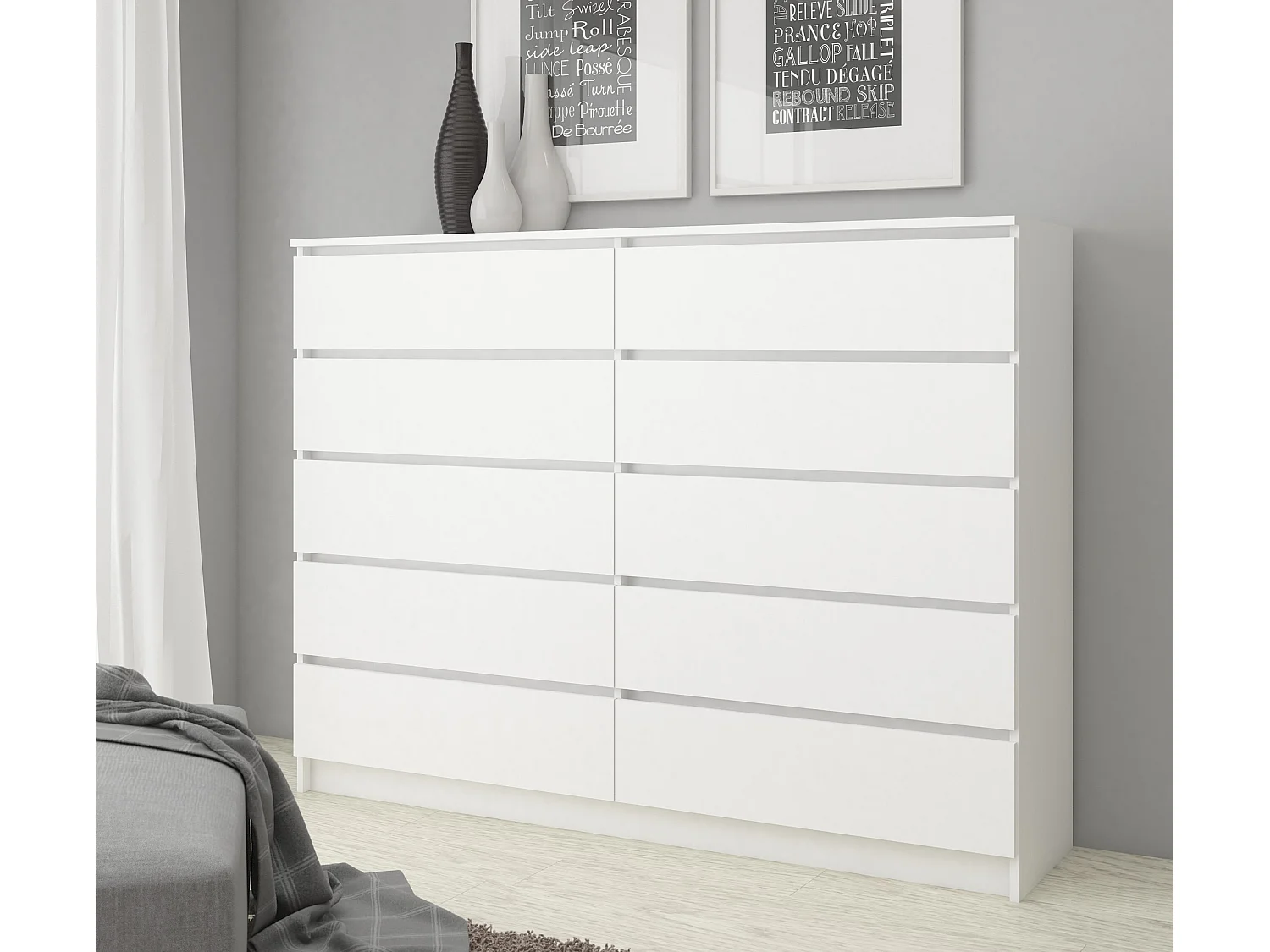 Komoda AKORD K160 Biała 160 cm 10 szuflad kolor Biały mat 160x40x121 cm 1952247 - obrazek 1
