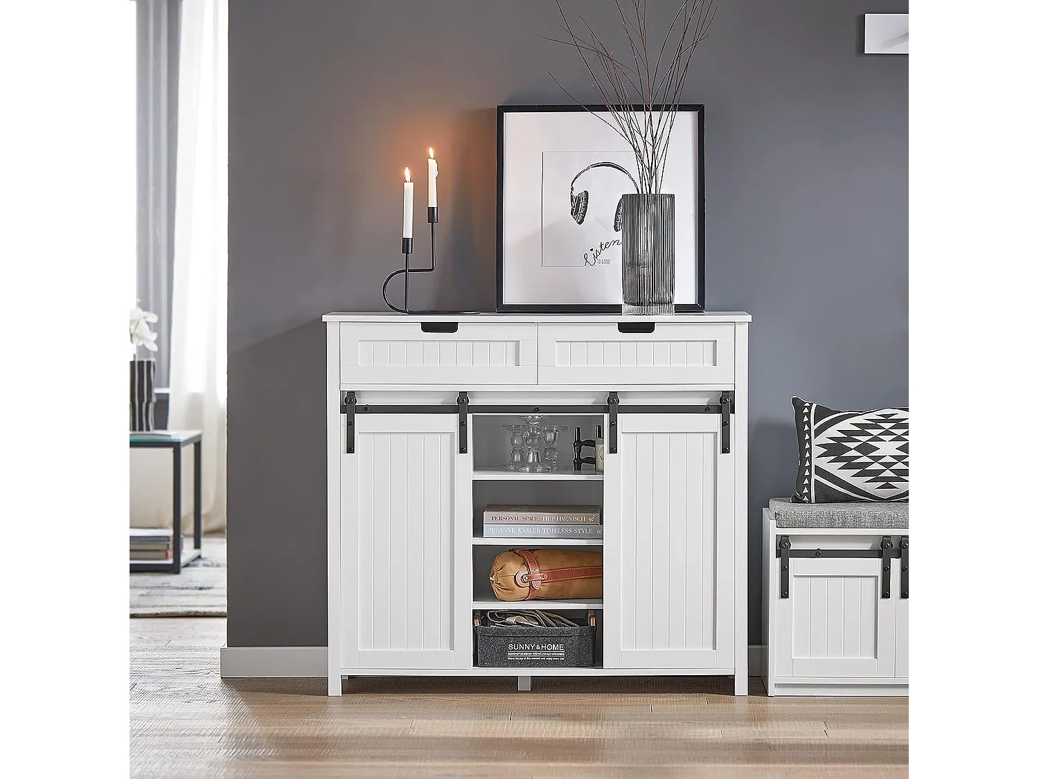 SoBuy Niska szafka łazienkowa z jedną szufladą Biały 66x37x90cm BZR66-W 1230961 - obrazek 1