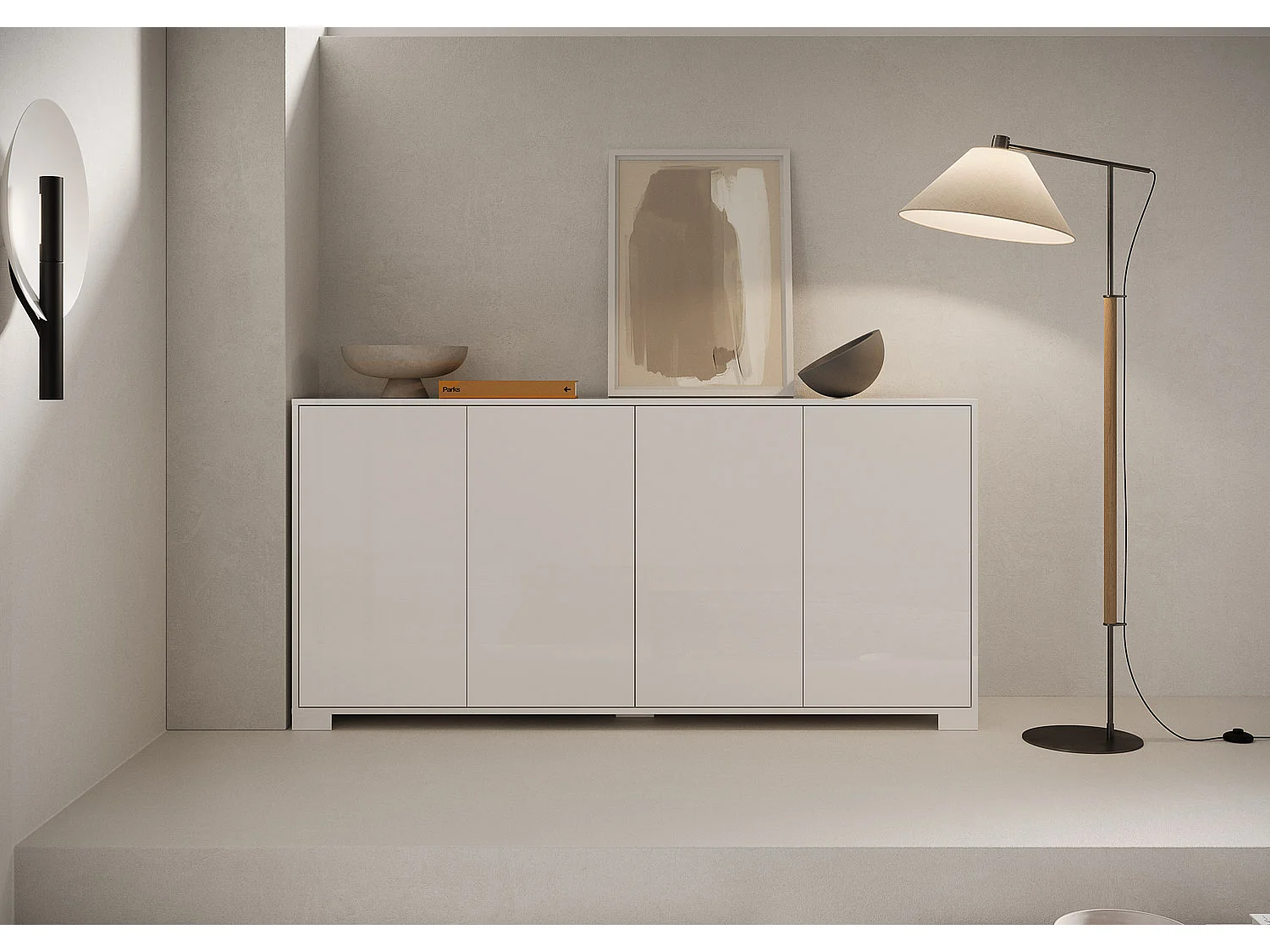 Komoda 4-drzwiowa Lumina 172x40x83 cm, biały połysk 3642230 - obrazek 1