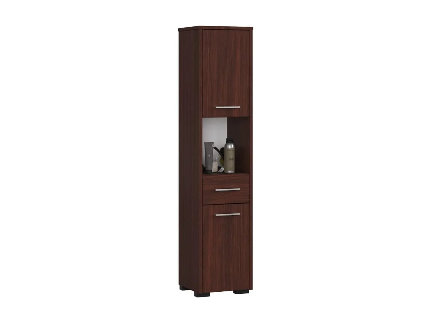 Kolumna łazienkowa z 2 szafkami i szufladą, gł: wys: 140 cm, l: 30 cm, gł: 30 cm wenge 4865812