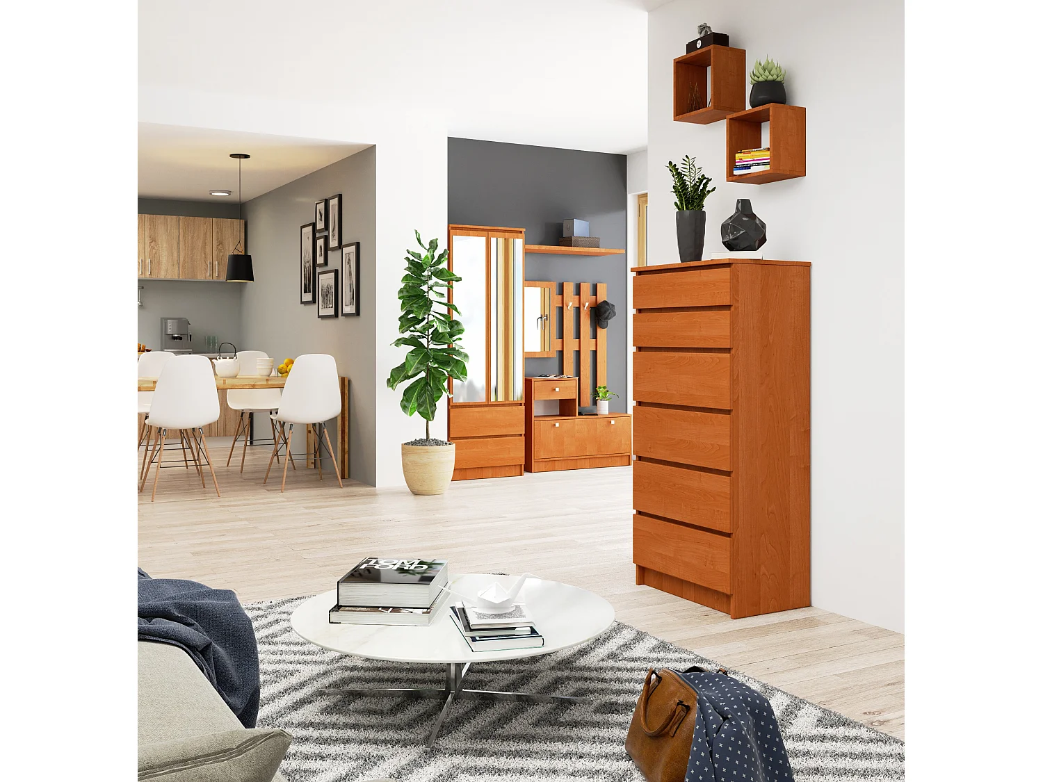 Komoda AKORD K60 Olcha 60 cm 6 szuflad kolor Olcha mat 60x40x130 cm 1952285 - obrazek 1