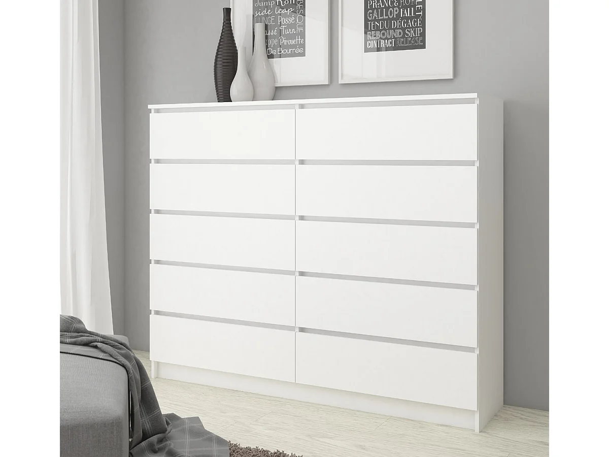 Komoda AKORD K140 Biała 138 cm 10 szuflad kolor Biały mat 138x40x121 cm 1951981 - obrazek 1