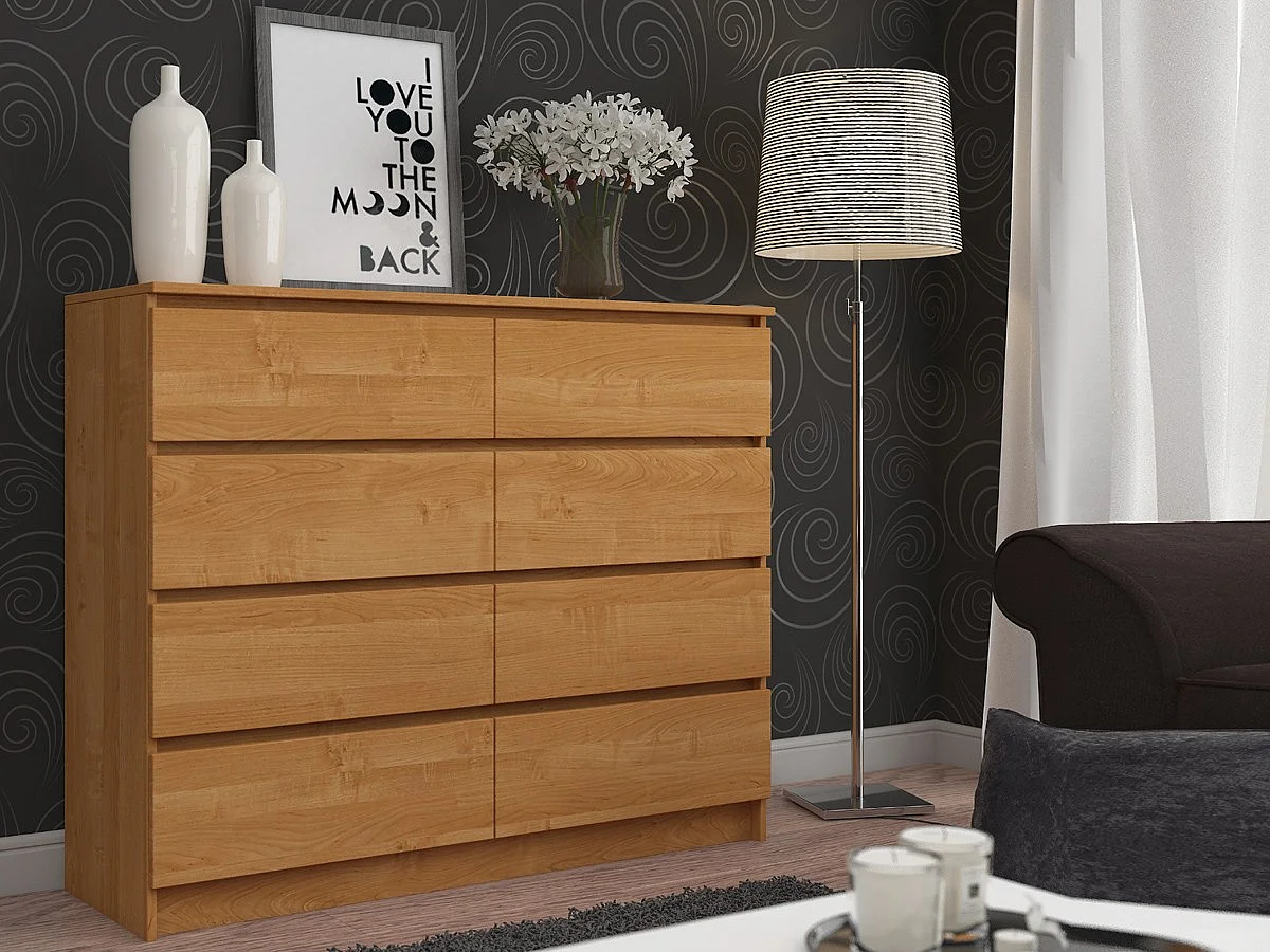 Komoda AKORD K120 Olcha 120 cm 8 szuflad kolor Olcha mat 120x40x99 cm 1952127 - obrazek 1
