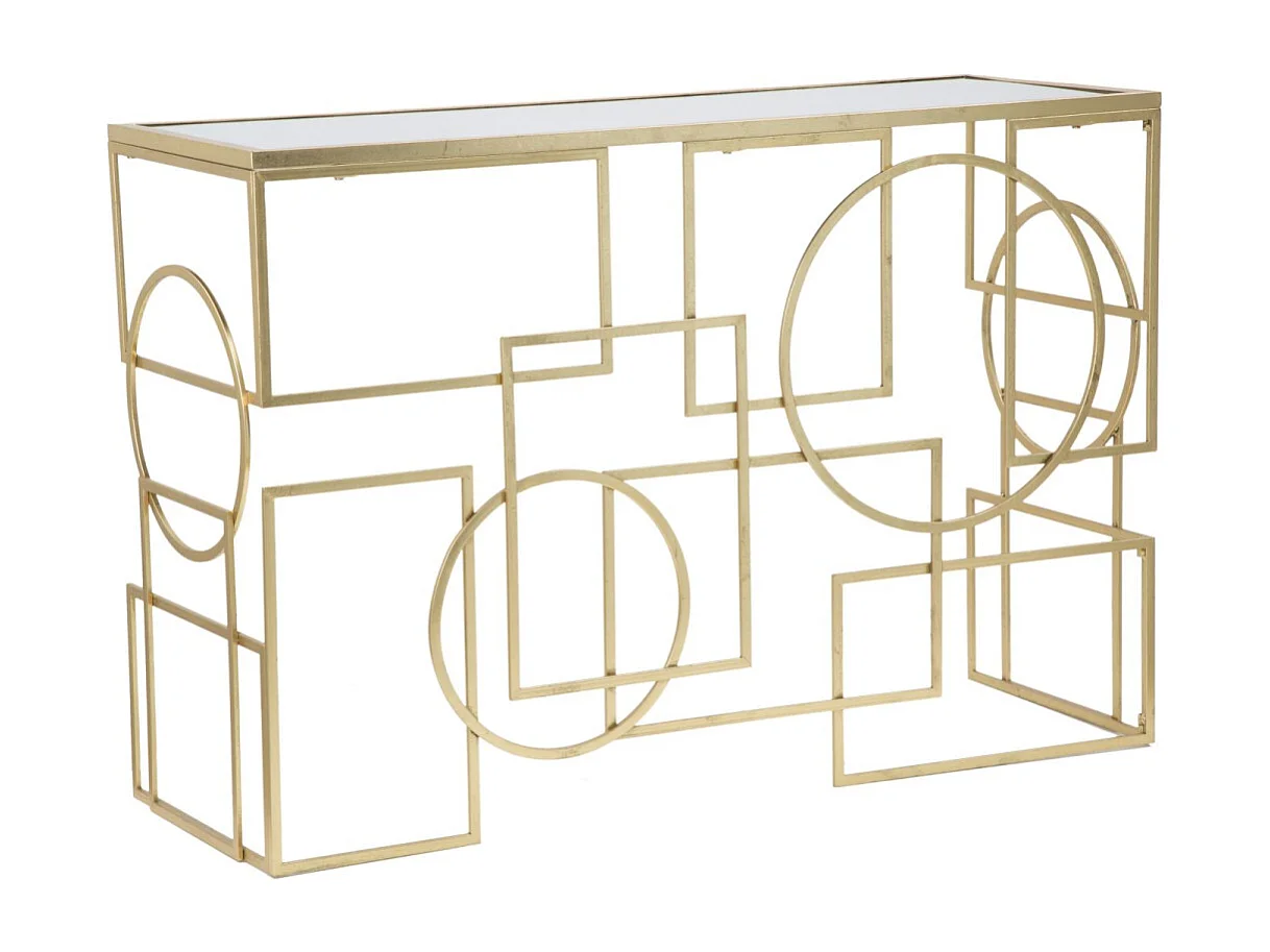 Konsola Marie ze złotą metalową ramą i lustrzanym szklanym blatem, 120x41x81 cm - Luksusowe meble glamour 3697069 - obrazek 1
