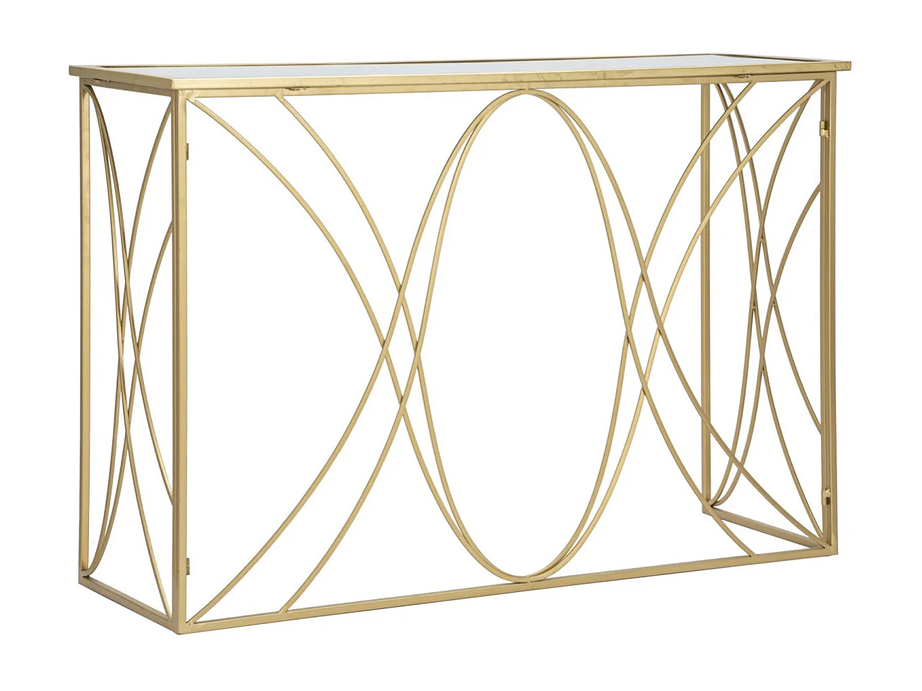 Konsola Exy Gold and Silver z lustrzanym szklanym blatem 120x40x80 cm – efektowny, zaokrąglony design – Eleganckie meble do wyrafinowanych wnętrz 3697090 - obrazek 1