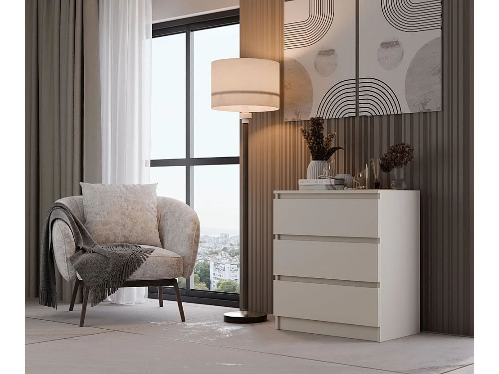 Komoda Malwa M3 | Kaszmir | 70x40x75 cm| Nowoczesna, 3 szuflady 3288219 - obrazek 1