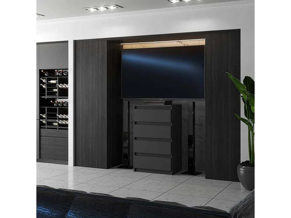 Komoda z 4 szufladami 60cm Szafka Szary Mat Meble Do Salonu Sypialni 4697111 - obrazek 1