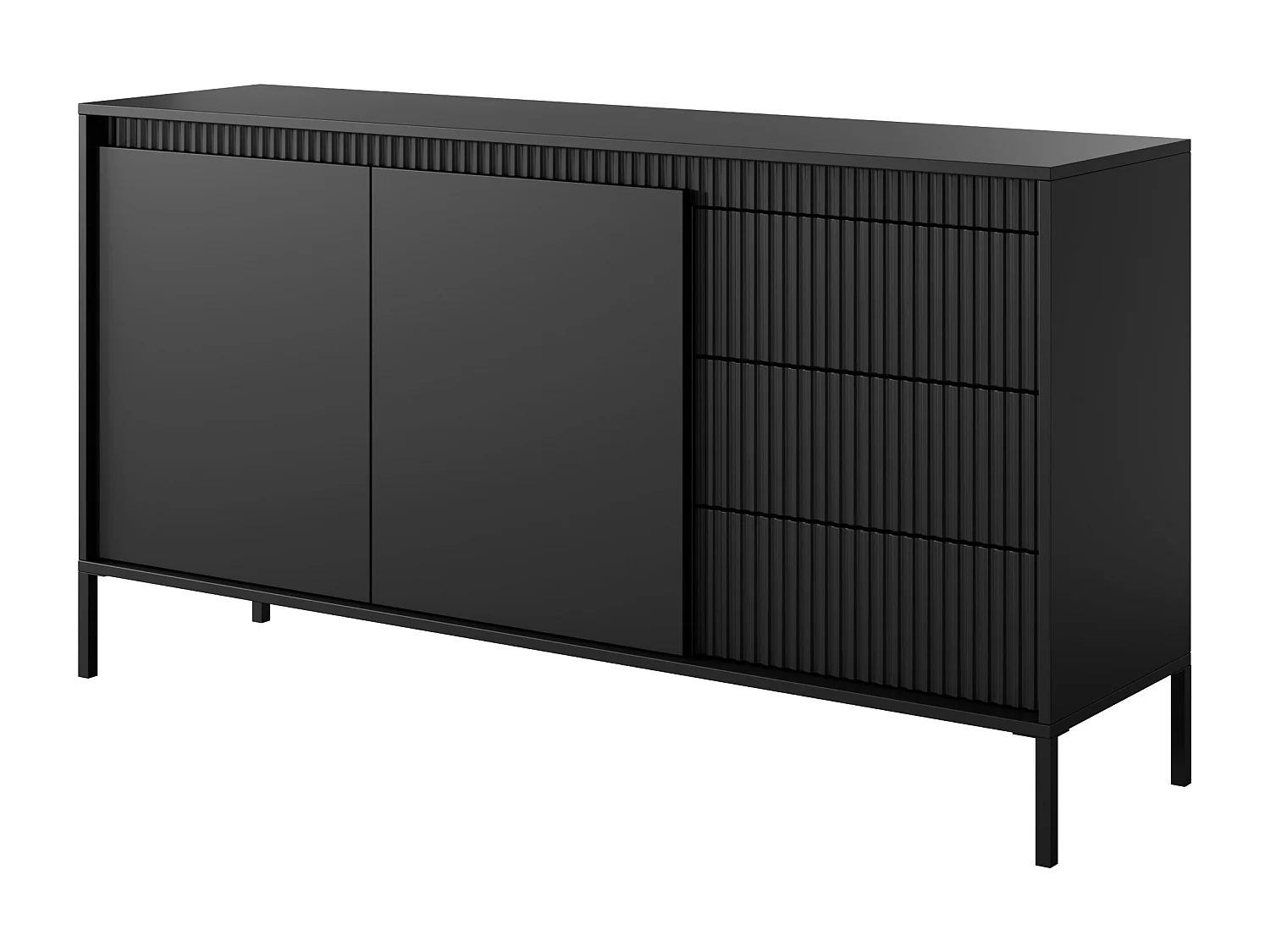 Komoda: 3 szuflady, 2 drzwi, czarna, 81,4 x 153,5 x 39,5 cm 4065978 - obrazek 1