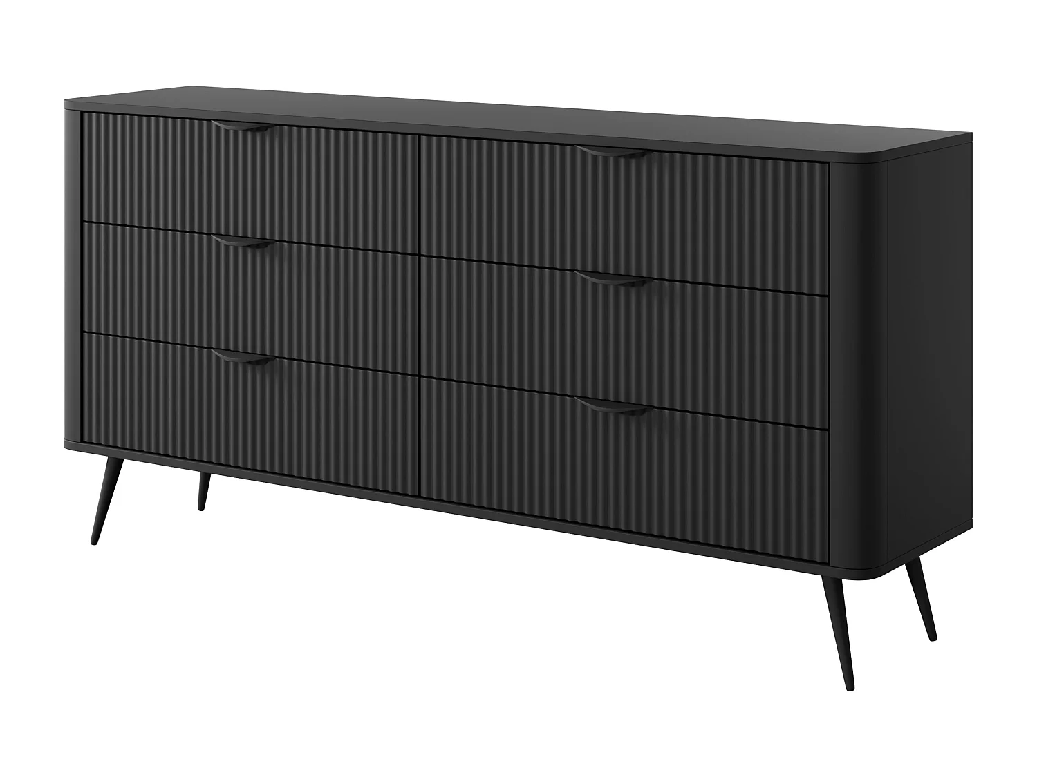Komoda: 6 szuflad, czarna, 163,2 x 81,2 x 38 cm 4065826 - obrazek 1