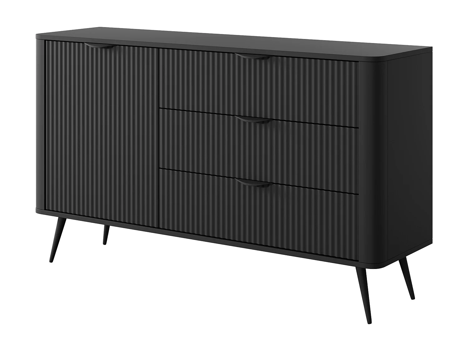 Komoda: 3 szuflady, 1 drzwi, czarna, 138,2 x 81,2 x 38 cm 4065912 - obrazek 1
