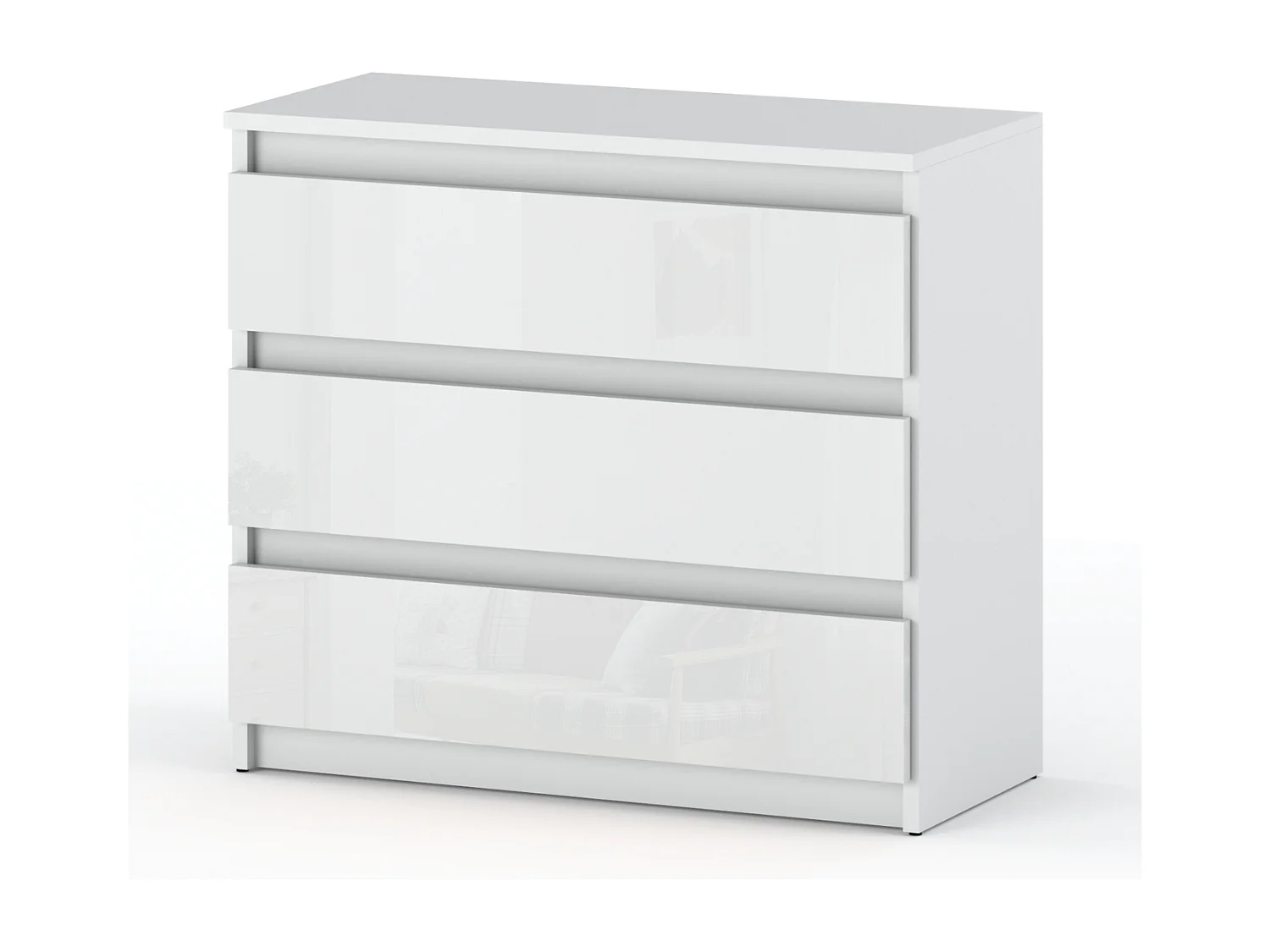 Komoda Z 3 Szufladami 80 CM Szafka Biały Mat Biały Połysk Meble Do Salonu Sypialni 4883436 - obrazek 1