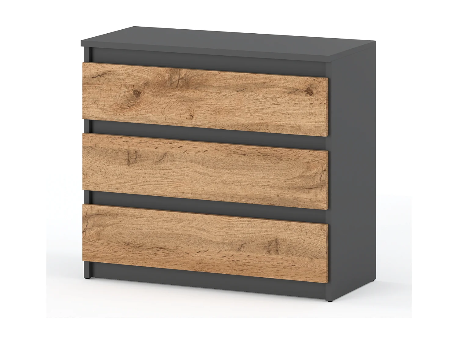 Komoda Z 3 Szufladami 80 CM Szafka Szary Mat Dąb Wotan Meble Do Salonu Sypialni 4883440 - obrazek 1