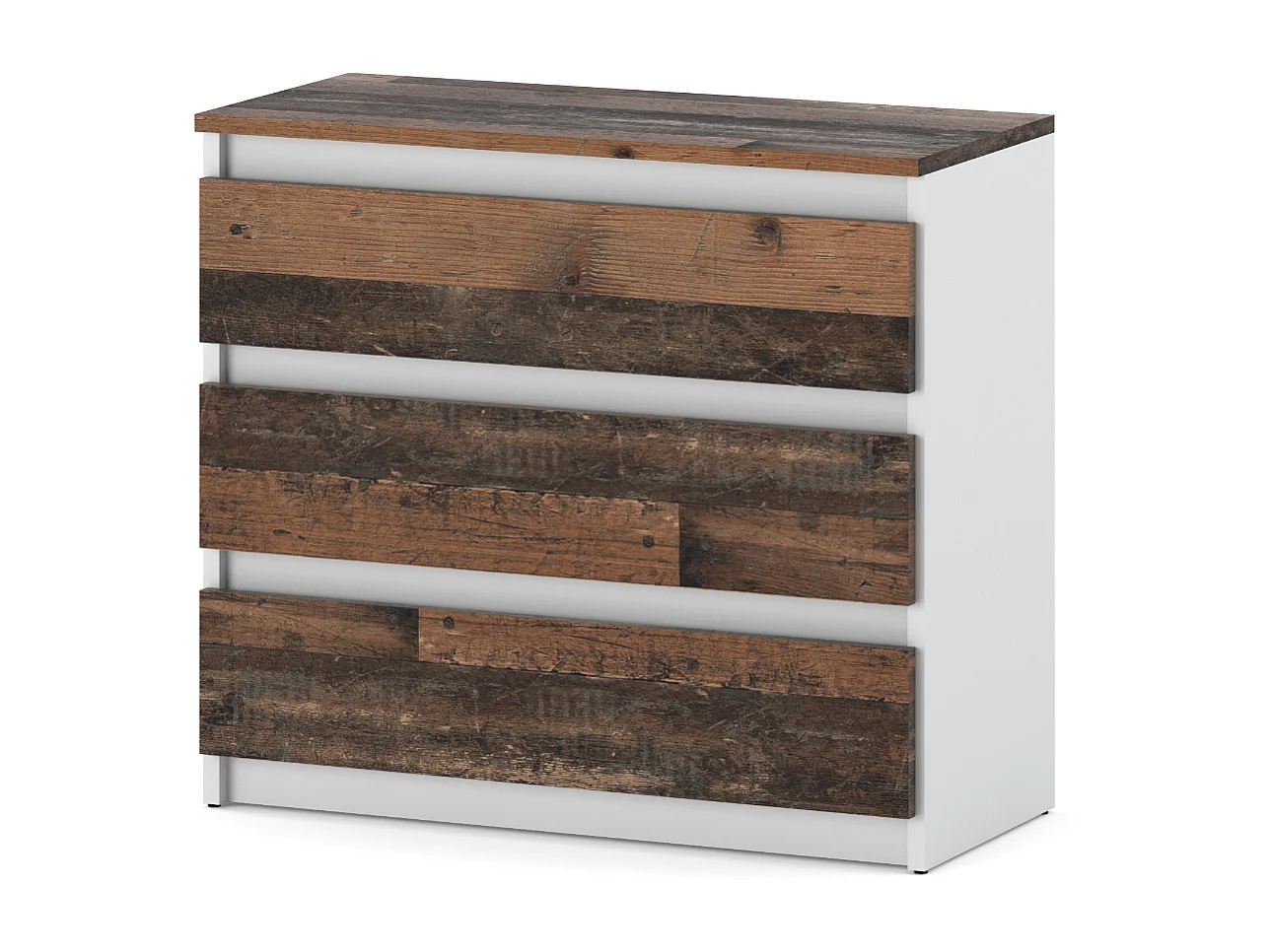 Komoda Z 3 Szufladami 80 CM Szafka Biały Mat Vintage Old Style Meble Do Salonu Sypialni 4883438 - obrazek 1