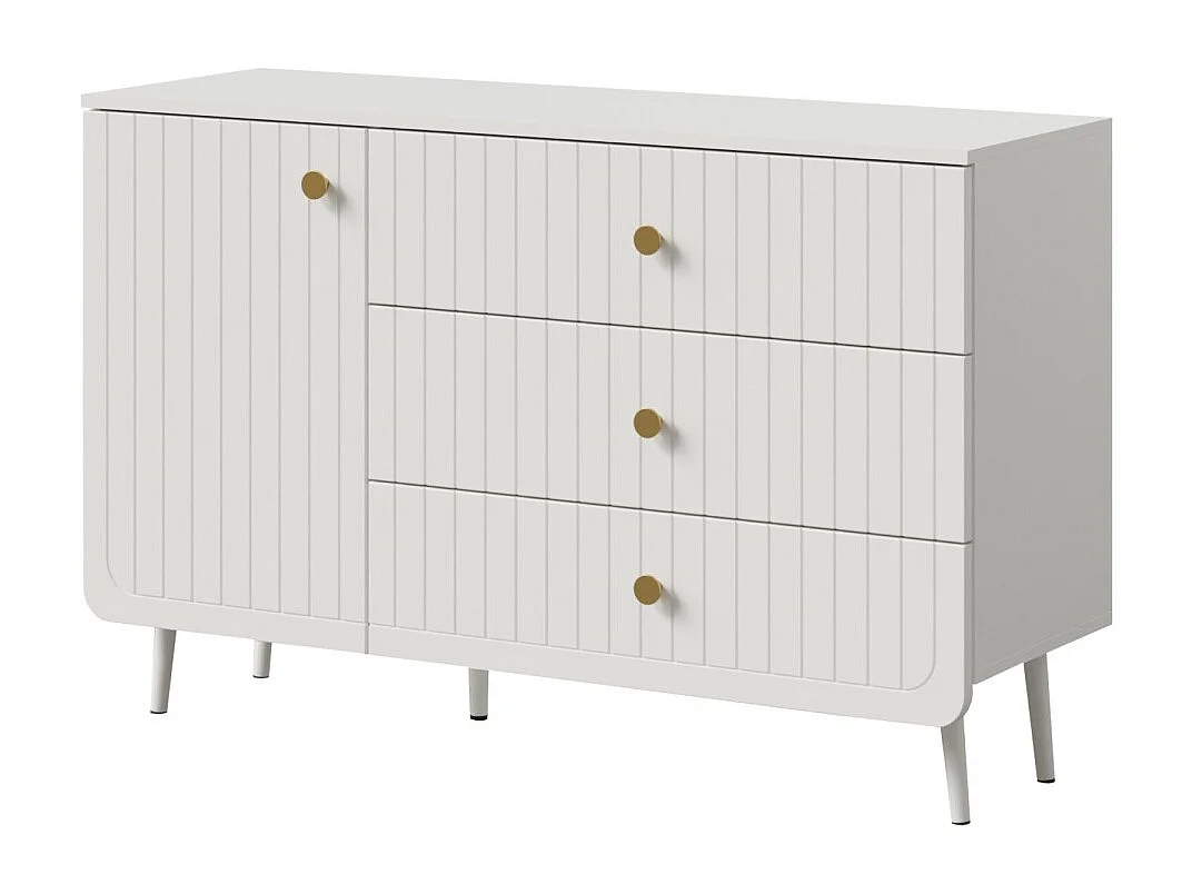 Komoda z szufladami Chloe 1D3S 120 Biała (czarny lub złoty uchwyt) 4900906 - obrazek 1