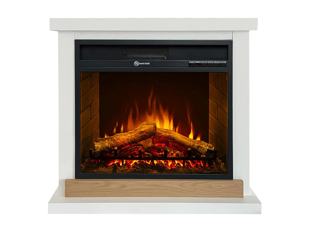 Kominek elektryczny Stockholm, kominek stojący, białe drewno, dł 75xgł 28xwys 70 cm 4902279