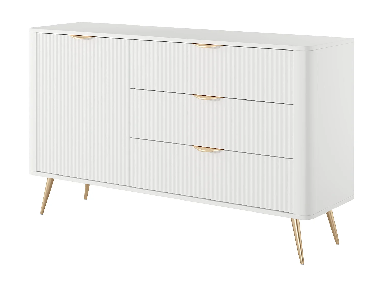 Komoda: 3 szuflady, 1 drzwi, biała, 138,2 x 38 x 81,2 cm 4907025 - obrazek 1