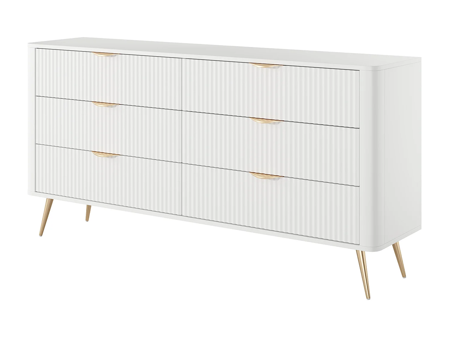 Komoda: 6 szuflad, biała, 163,2 x 38 x 81,2 cm 4907026 - obrazek 1