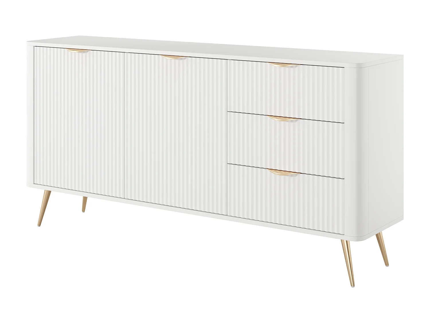 Komoda: 3 szuflady, 2 drzwi, biała, 163,2 x 38 x 81,2 cm 4907028 - obrazek 1