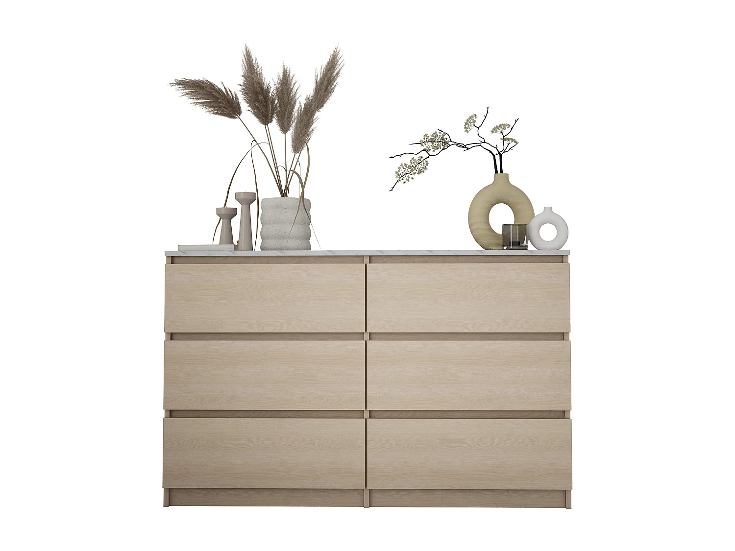Komoda z 6 szufladami: dąb Linberg / biały marmur, 120 x 79 x 39 cm 4065799 - obrazek 1