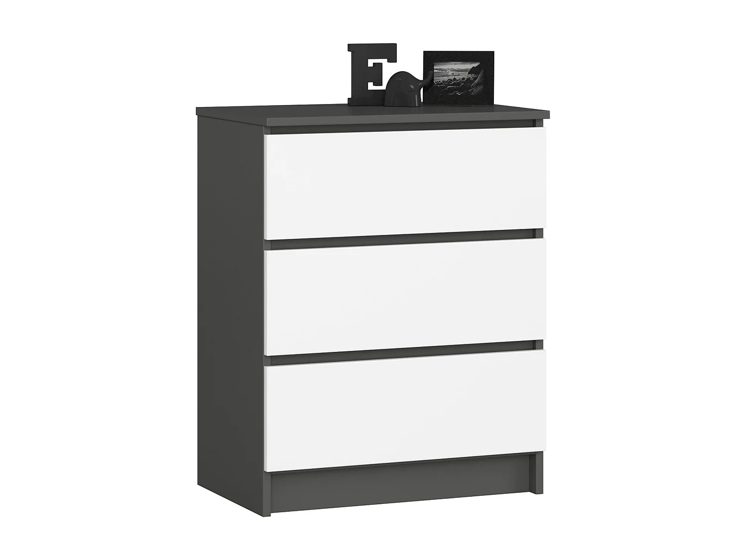 Komoda AKORD K60 Grafit Szary 60 cm 3 szuflady kolor Biały mat 60x40x77 cm 1952019 - obrazek 1