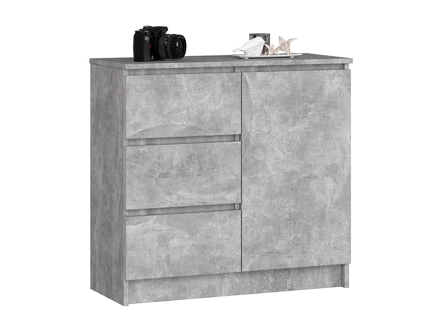 Komoda AKORD JERRY Szary Beton 80 cm 1 drzwi 3 szuflady kolor Beton mat 2 półki 80x35x77 cm 1953067 - obrazek 1