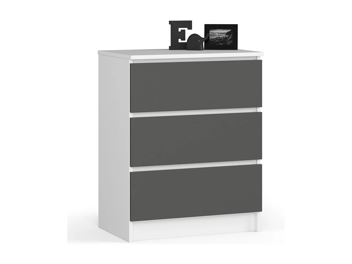 Komoda AKORD K60 Biała 60 cm 3 szuflady kolor Grafit Szary mat 60x40x77 cm 1952173 - obrazek 1