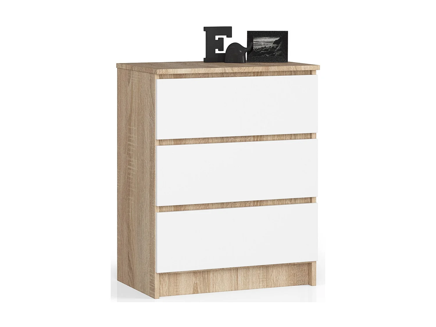 Komoda AKORD K60 Dąb Sonoma 60 cm 3 szuflady kolor Biały mat 60x40x77 cm 1952235 - obrazek 1