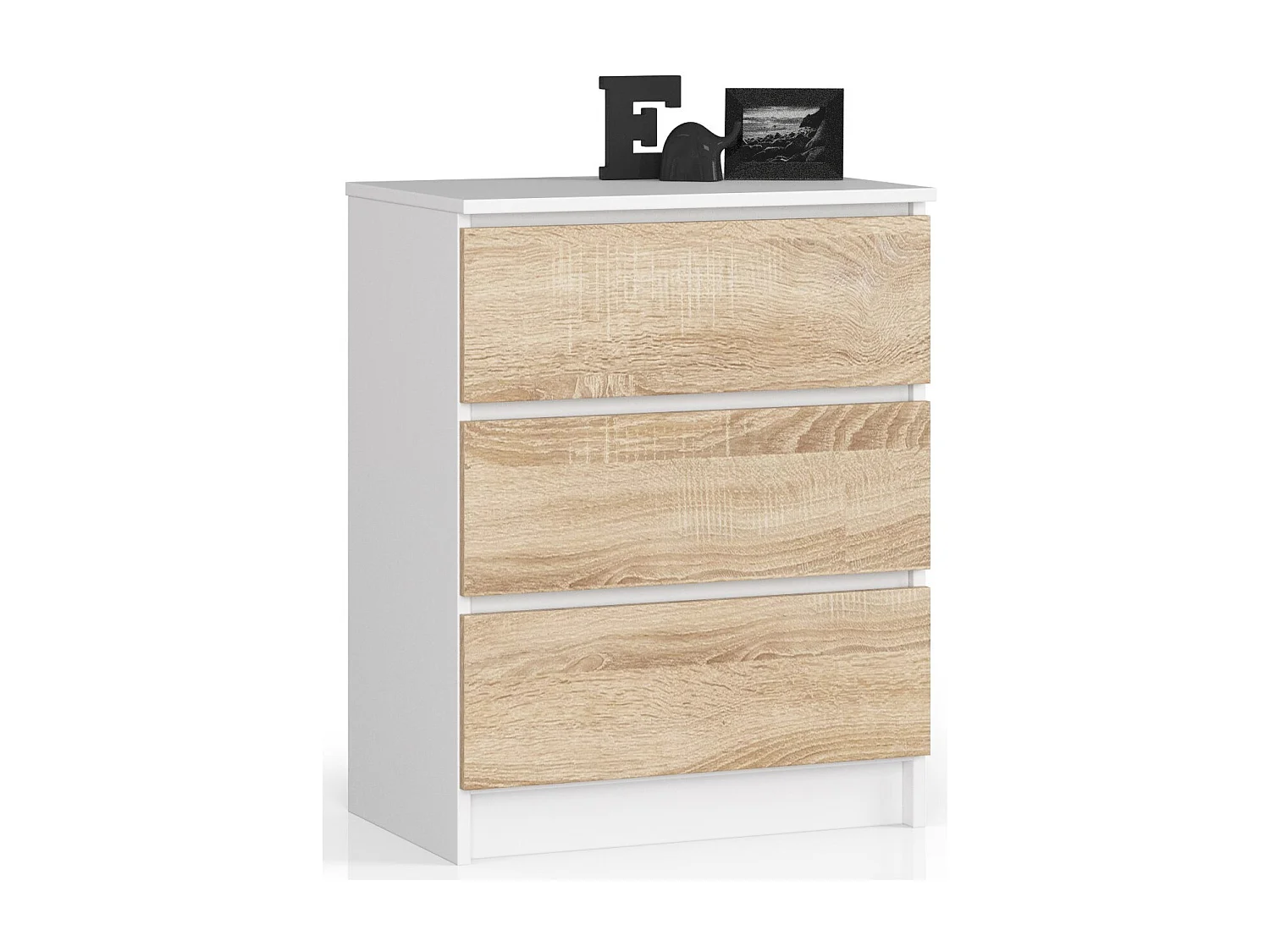 Komoda AKORD K60 Biała 60 cm 3 szuflady kolor Dąb Sonoma mat 60x40x77 cm 1952179 - obrazek 1