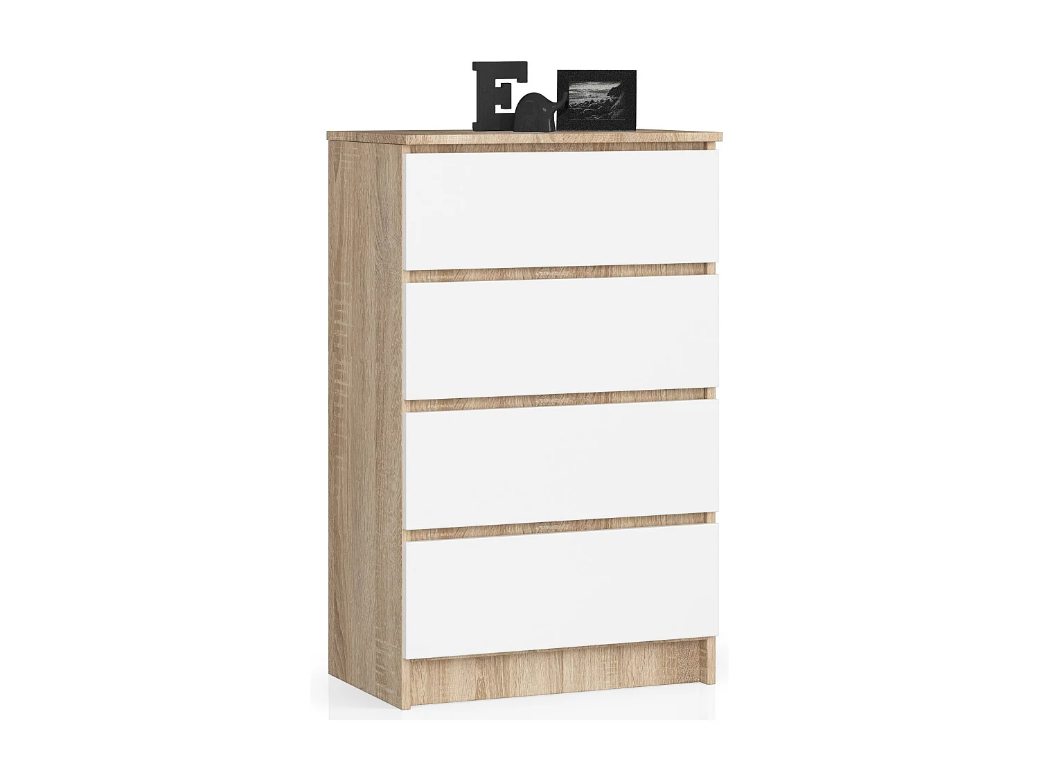 Komoda AKORD K60 Dąb Sonoma 60 cm 4 szuflady kolor Biały mat 60x40x99 cm 1952055 - obrazek 1