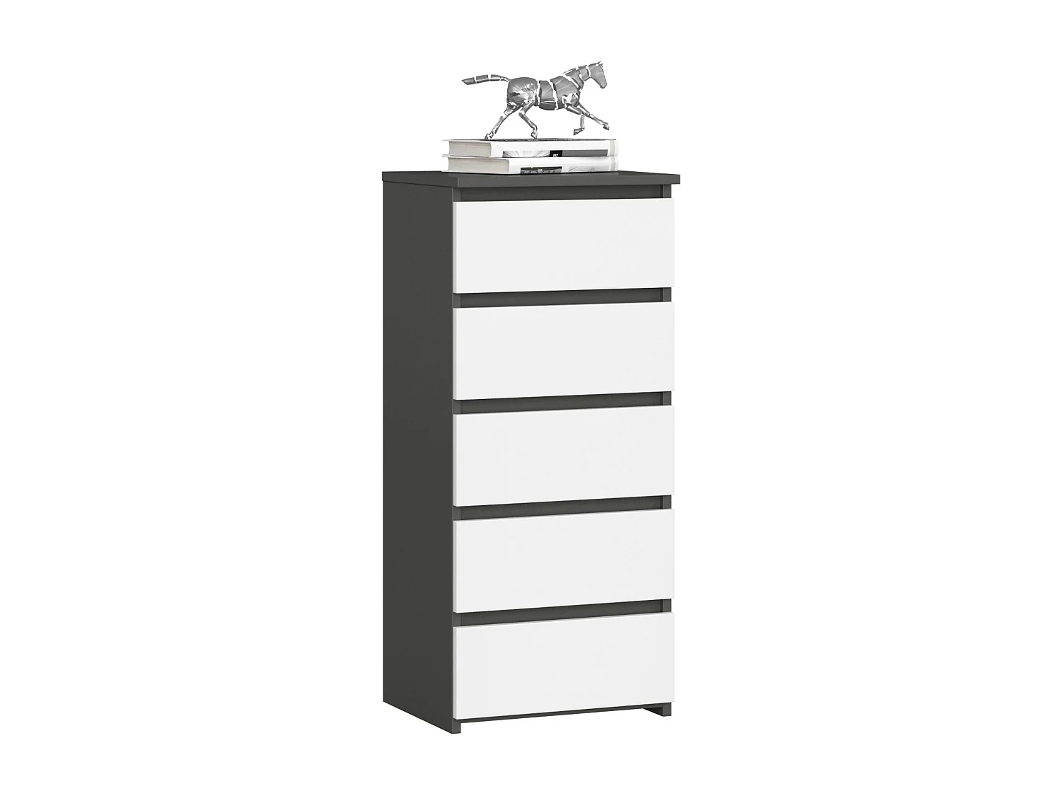Komoda AKORD CL5 Grafit Szary 40 cm 5 szuflad kolor Biały mat 40x35x92 cm 1953037 - obrazek 1
