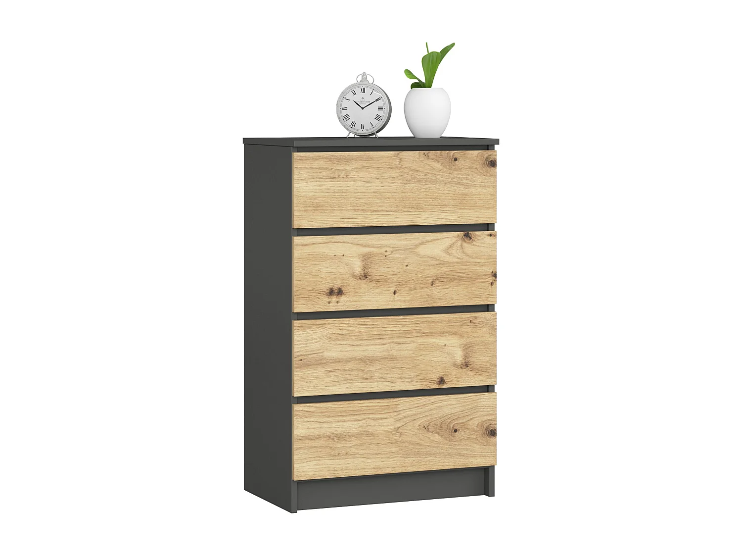 Komoda AKORD K60 Grafit Szary 60 cm 4 szuflady kolor Dąb Artisan mat 60x40x99 cm 1952089 - obrazek 1