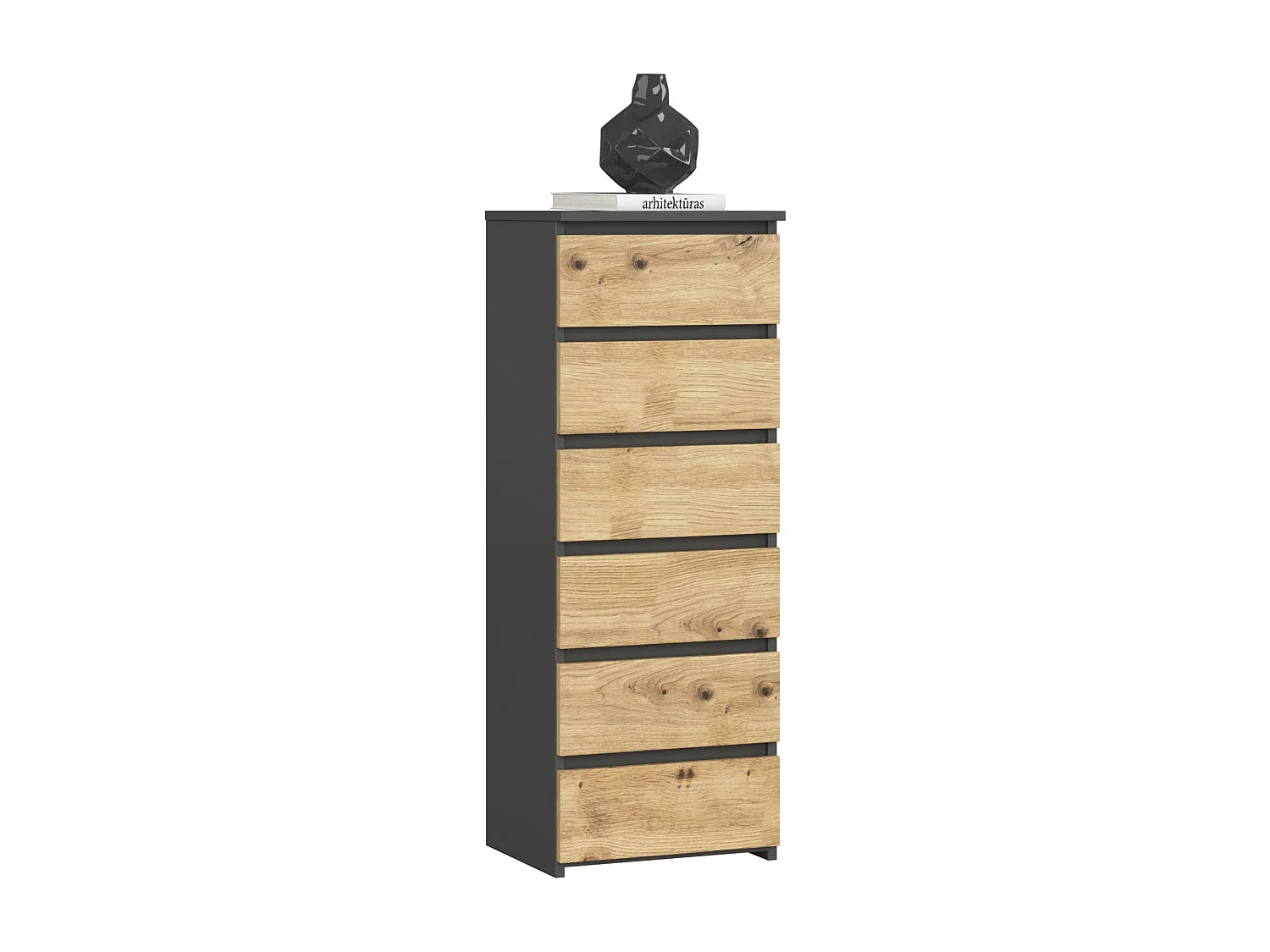 Komoda AKORD CL6 Grafit Szary 40 cm 6 szuflad kolor Dąb Artisan mat 40x35x109 cm 1951833 - obrazek 1