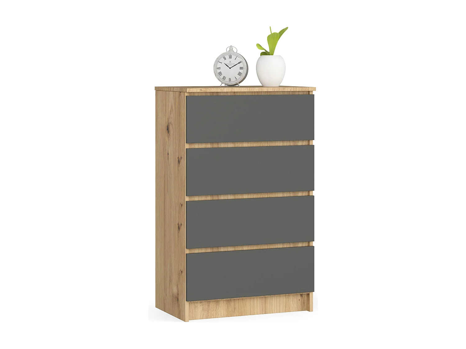 Komoda AKORD K60 Dąb Artisan 60 cm 4 szuflady kolor Grafit Szary mat 60x40x99 cm 1952071 - obrazek 1