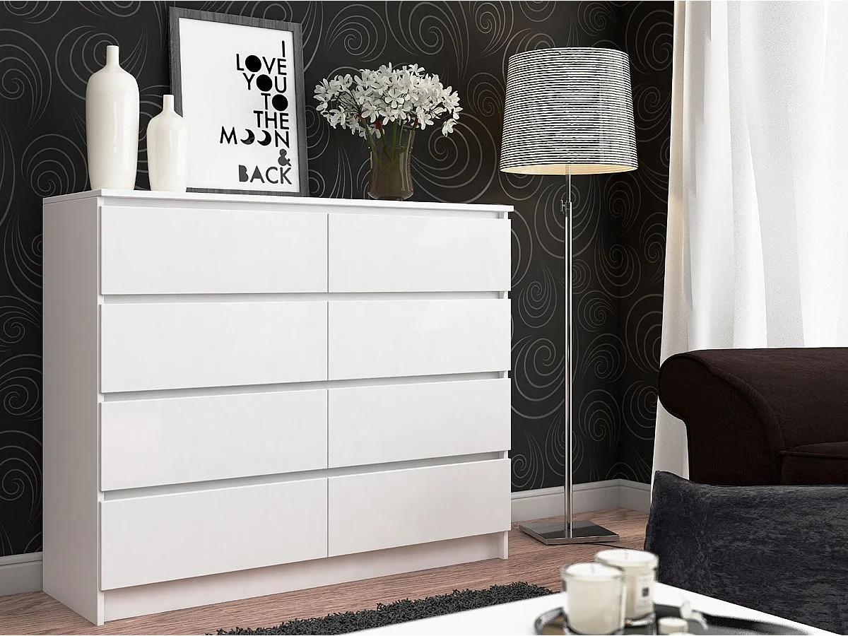 Komoda AKORD K120 Biała 120 cm 8 szuflad kolor Biały mat 120x40x99 cm 1952177 - obrazek 1