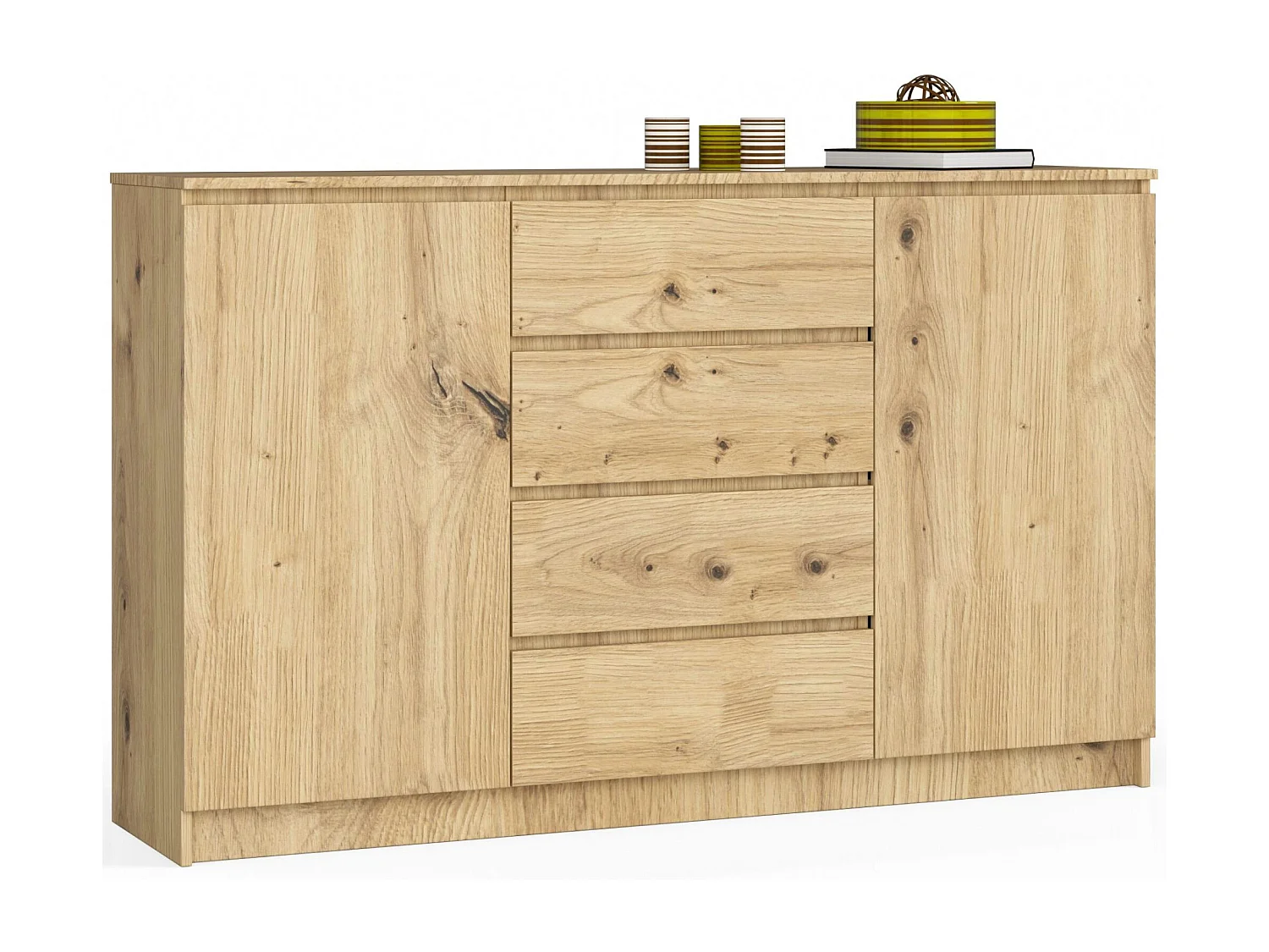 Komoda AKORD K160 Dąb Artisan 160 cm 2 drzwi 4 szuflady kolor Dąb Artisan mat 4 półki 160x40x99 cm 1952519 - obrazek 1