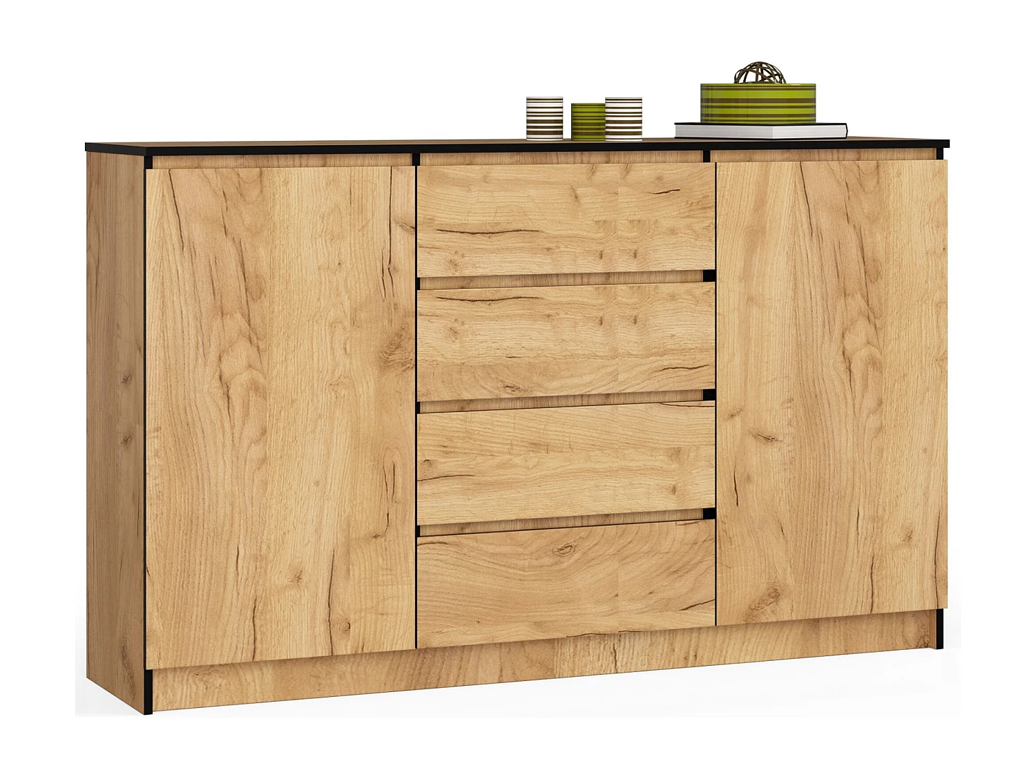 Komoda AKORD K160 Dąb Craft 160 cm 2 drzwi 4 szuflady kolor Dąb Craft mat 4 półki 160x40x99 cm 1952511 - obrazek 1