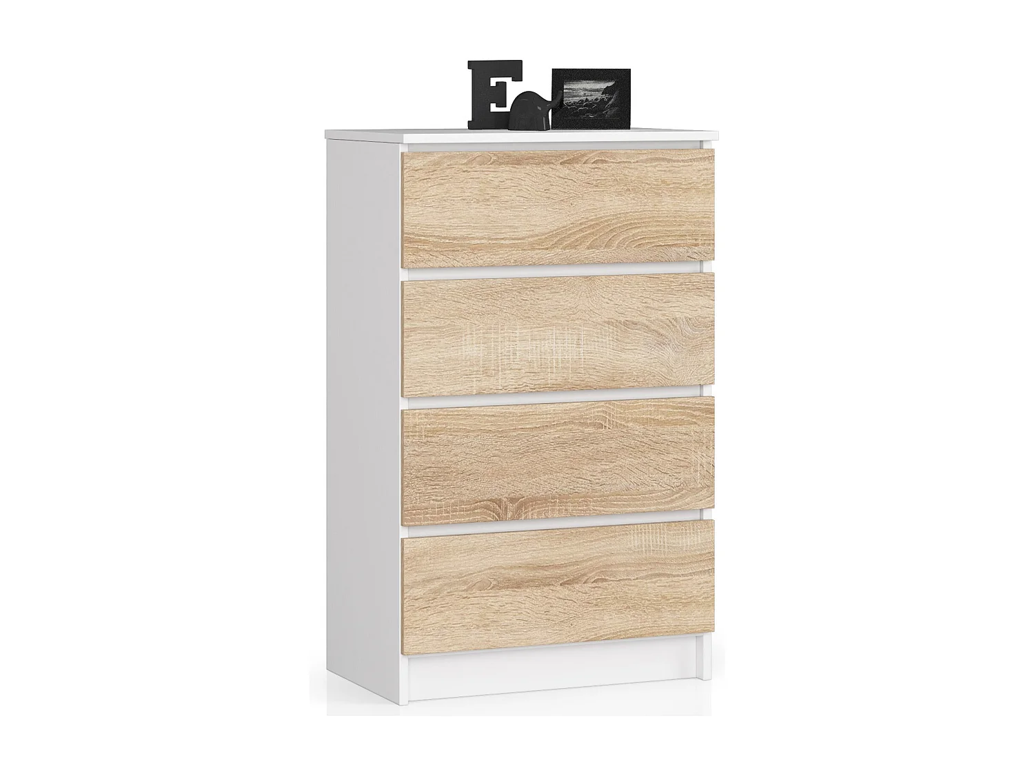 Komoda AKORD K60 Biała 60 cm 4 szuflady kolor Dąb Sonoma mat 60x40x99 cm 1952117 - obrazek 1