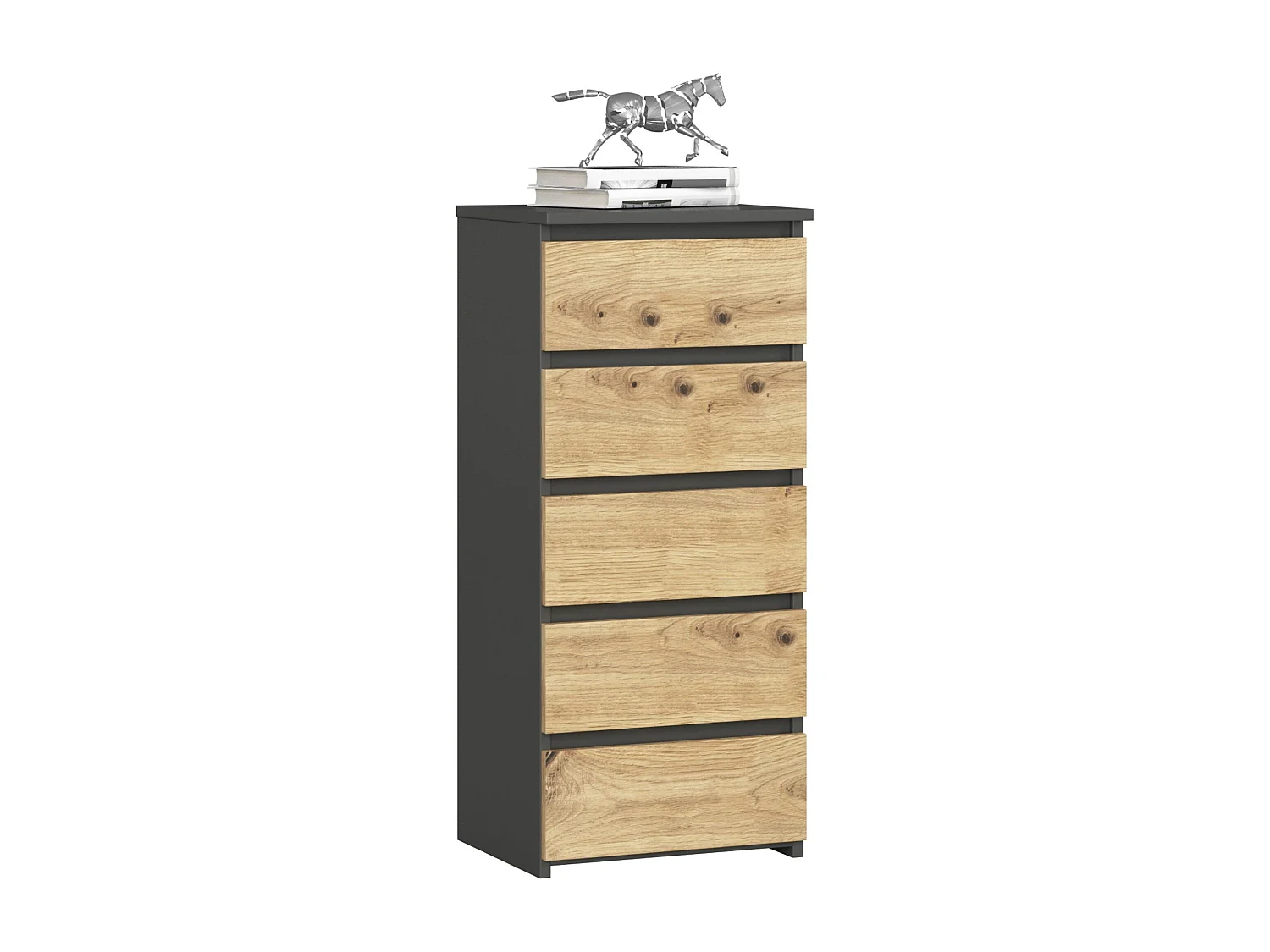 Komoda AKORD CL5 Grafit Szary 40 cm 5 szuflad kolor Dąb Artisan mat 40x35x92 cm 1953017