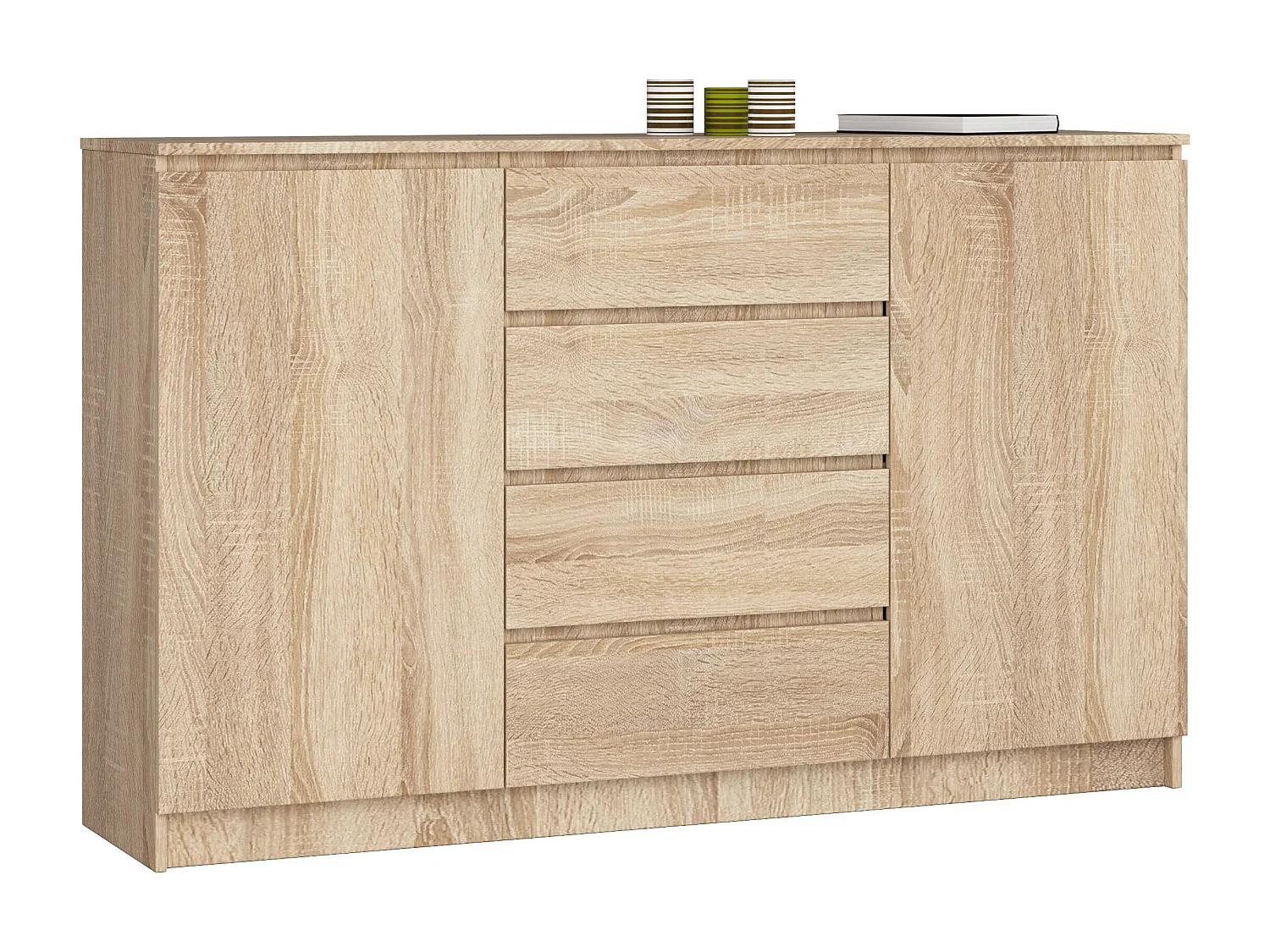 Komoda AKORD K160 Dąb Sonoma 160 cm 2 drzwi 4 szuflady kolor Dąb Sonoma mat 4 półki 160x40x99 cm 1952481 - obrazek 1
