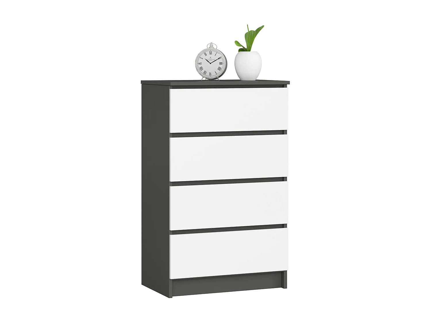 Komoda AKORD K60 Grafit Szary 60 cm 4 szuflady kolor Biały mat 60x40x99 cm 1952245 - obrazek 1