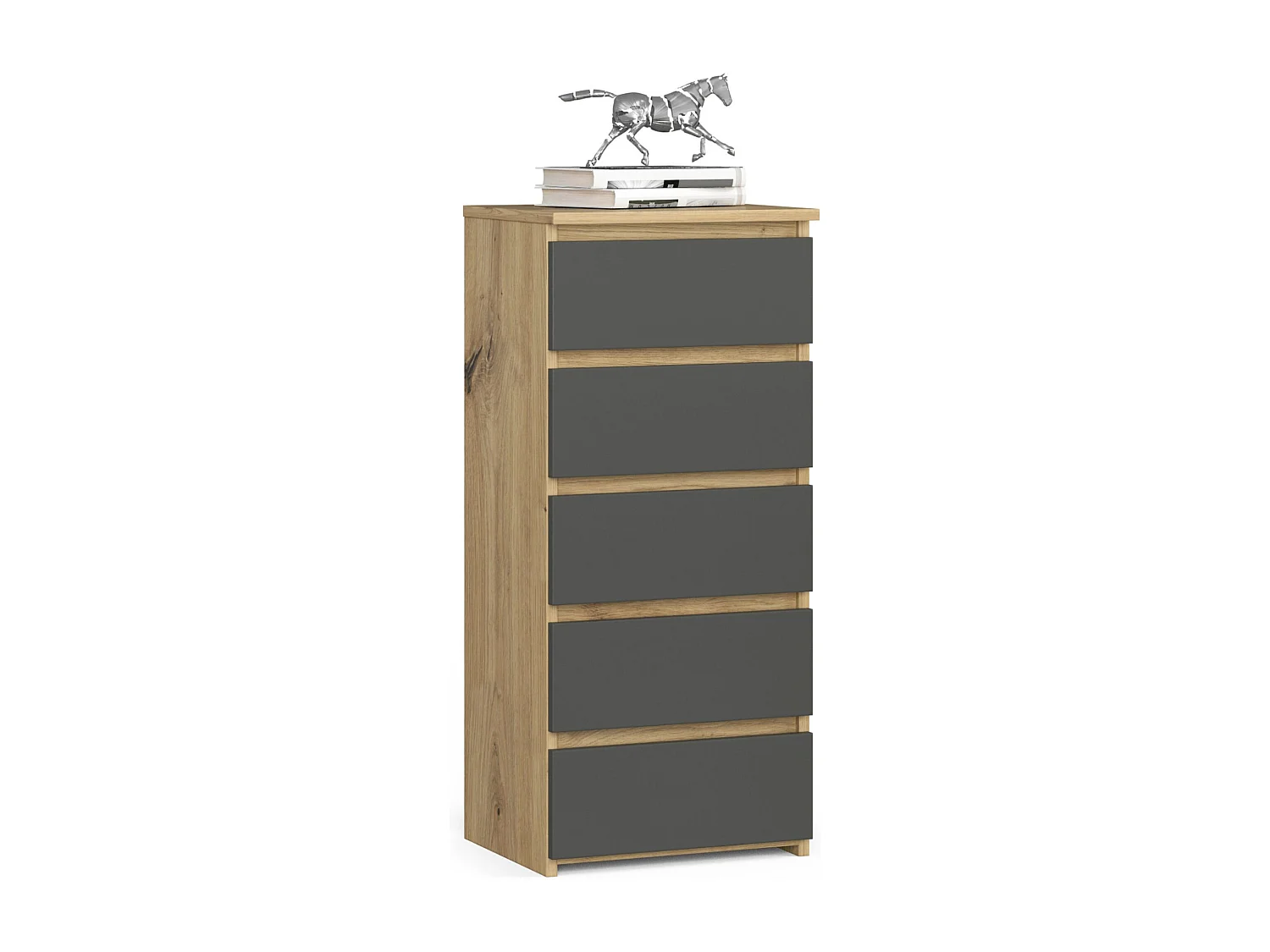 Komoda AKORD CL5 Dąb Artisan 40 cm 5 szuflad kolor Grafit Szary mat 40x35x92 cm 3146082