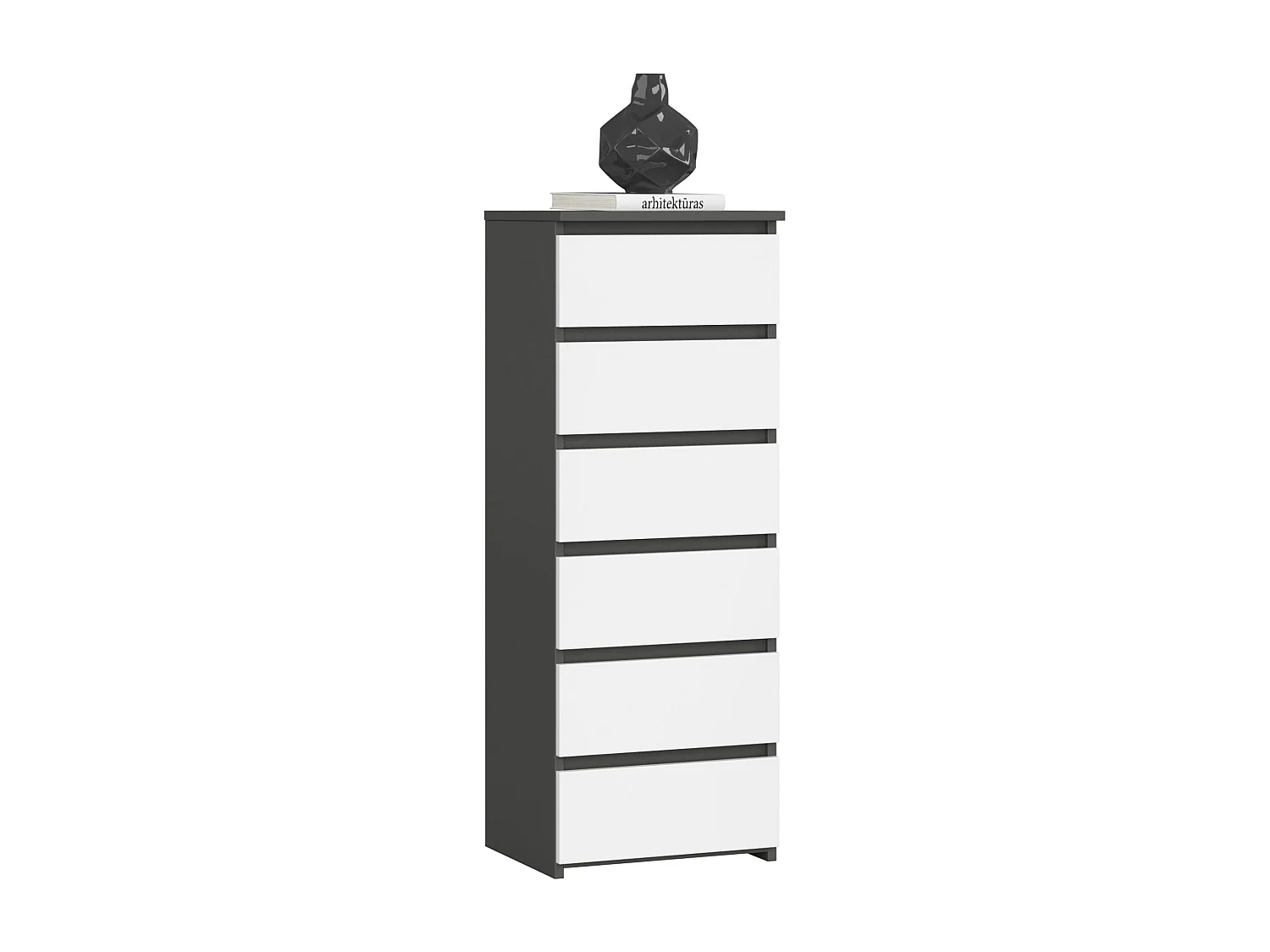 Komoda AKORD CL6 Grafit Szary 40 cm 6 szuflad kolor Biały mat 40x35x109 cm 1951851 - obrazek 1
