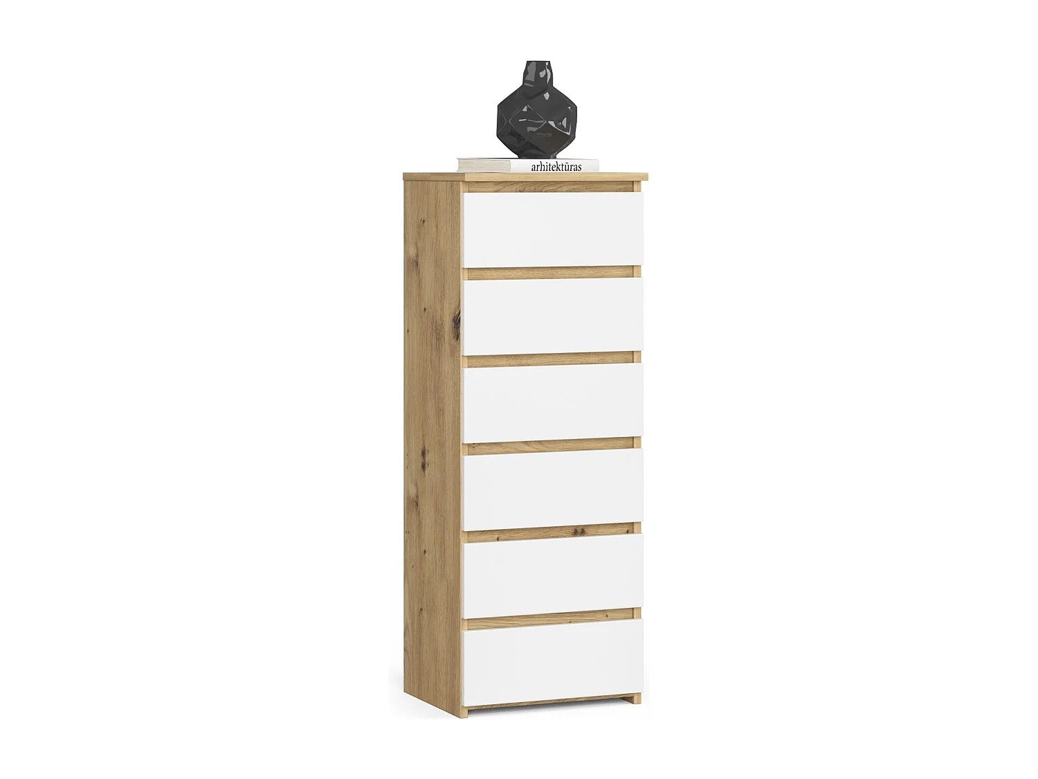 Komoda AKORD CL6 Dąb Artisan 40 cm 6 szuflad kolor Biały mat 40x35x109 cm 1951853 - obrazek 1