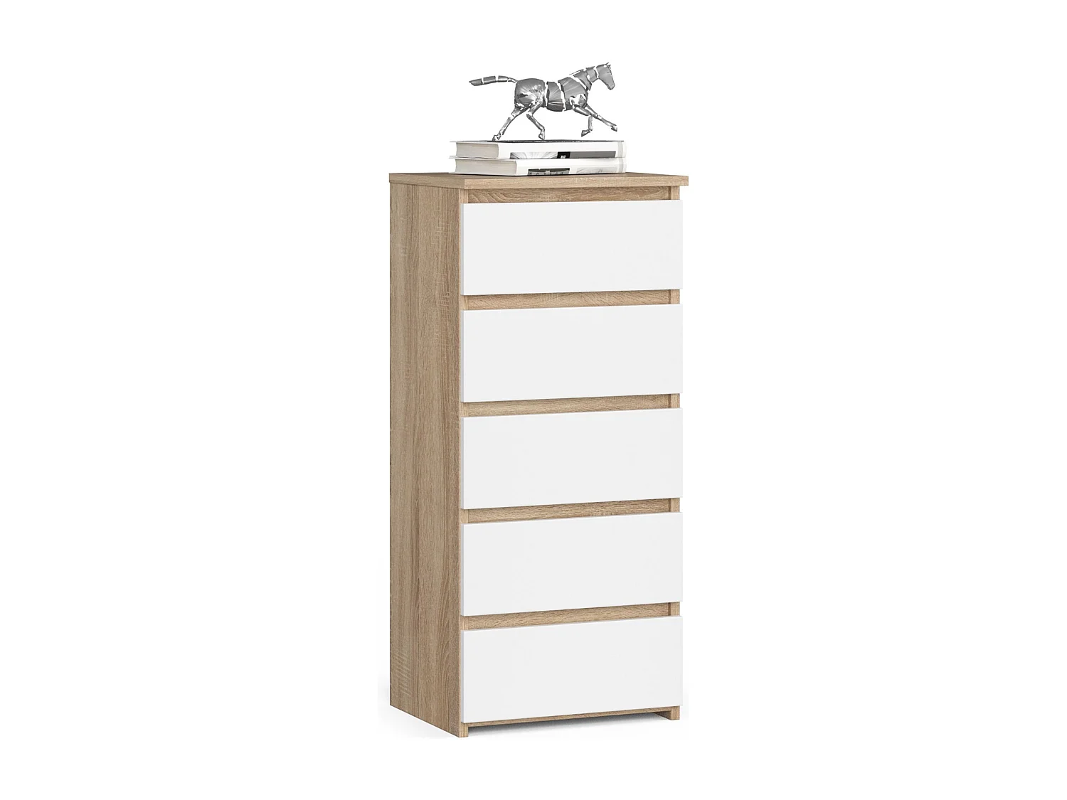 Komoda AKORD CL5 Dąb Sonoma 40 cm 5 szuflad fronty kolor Biały mat 40x35x92 cm 1953155 - obrazek 1