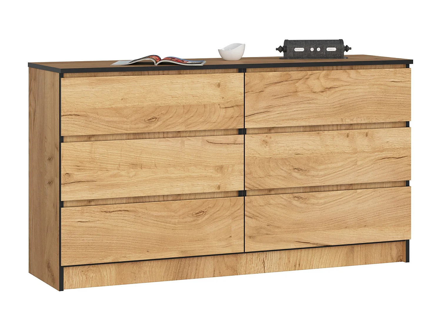 Komoda AKORD K140 Dąb Craft 138 cm 6 szuflad kolor Dąb Craft mat 138x40x77 cm 1952045 - obrazek 1