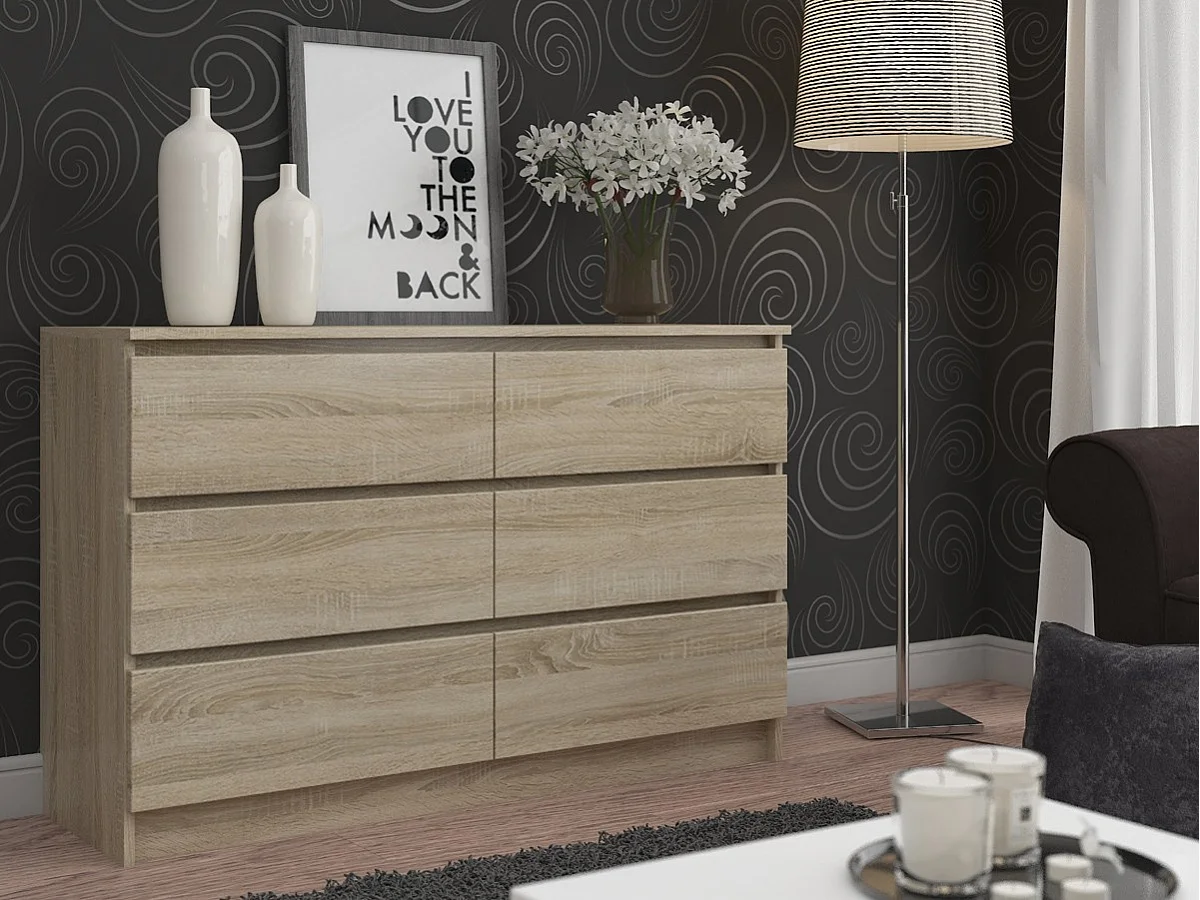 Komoda AKORD K120 Dąb Sonoma 120 cm 6 szuflad kolor Dąb Sonoma mat 120x40x77 cm 1952023 - obrazek 1