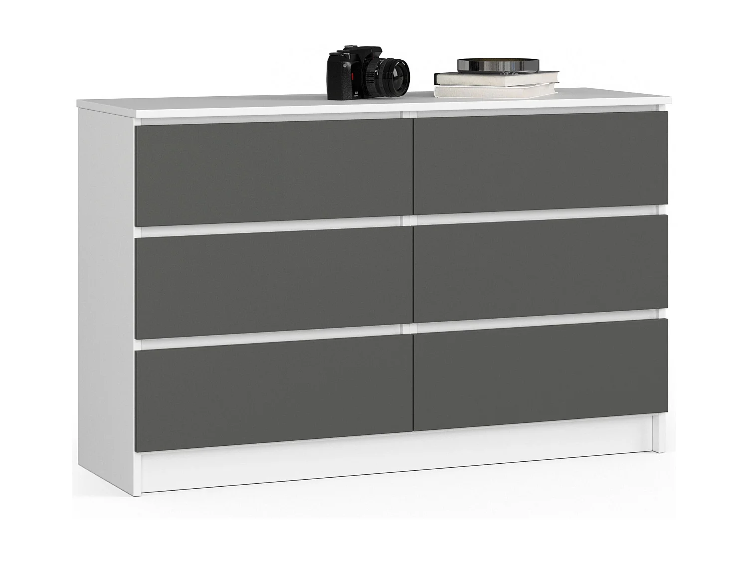 Komoda AKORD K120 Biała 120 cm 6 szuflad kolor Grafit Szary mat 120x40x77 cm 1952003 - obrazek 1