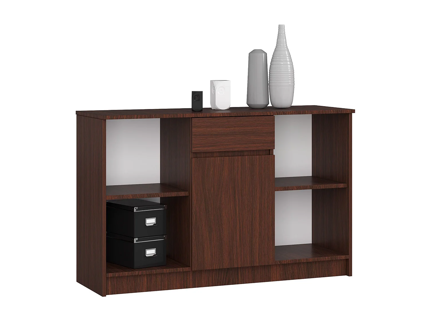 Komoda AKORD B17 Wenge 120 cm 1 drzwi 1 szuflada kolor Wenge mat 6 półek 120x40x77 cm 1946413