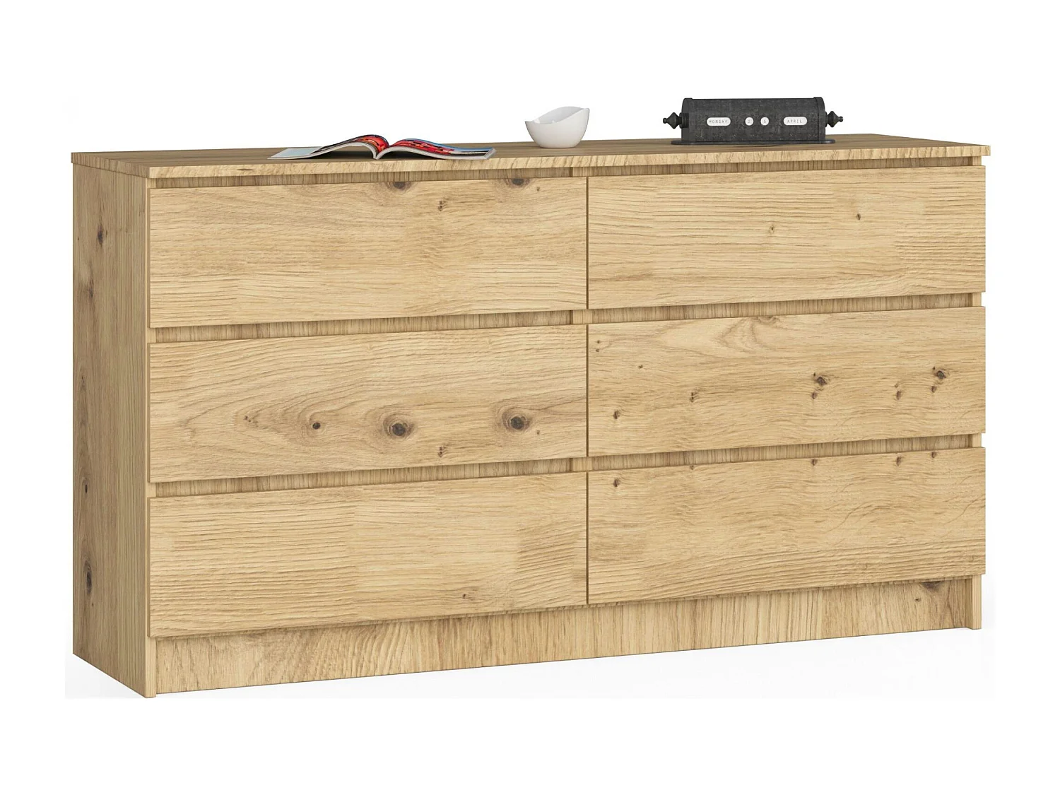 Komoda AKORD K140 Dąb Artisan 138 cm 6 szuflad kolor Dąb Artisan mat 138x40x77 cm 1952205 - obrazek 1