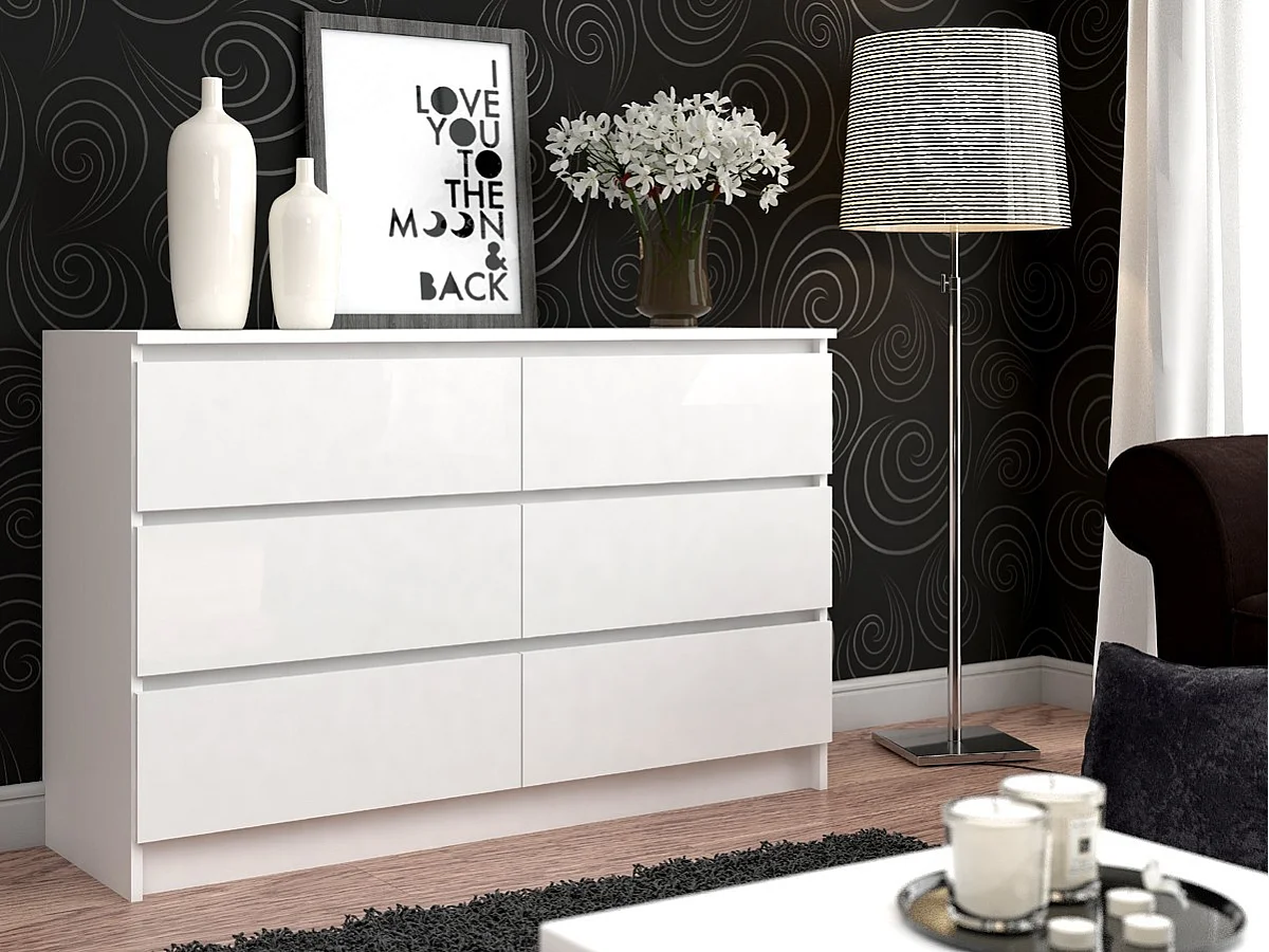 Komoda AKORD K120 Biała 120 cm 6 szuflad kolor Biały mat 120x40x77 cm 1952185 - obrazek 1